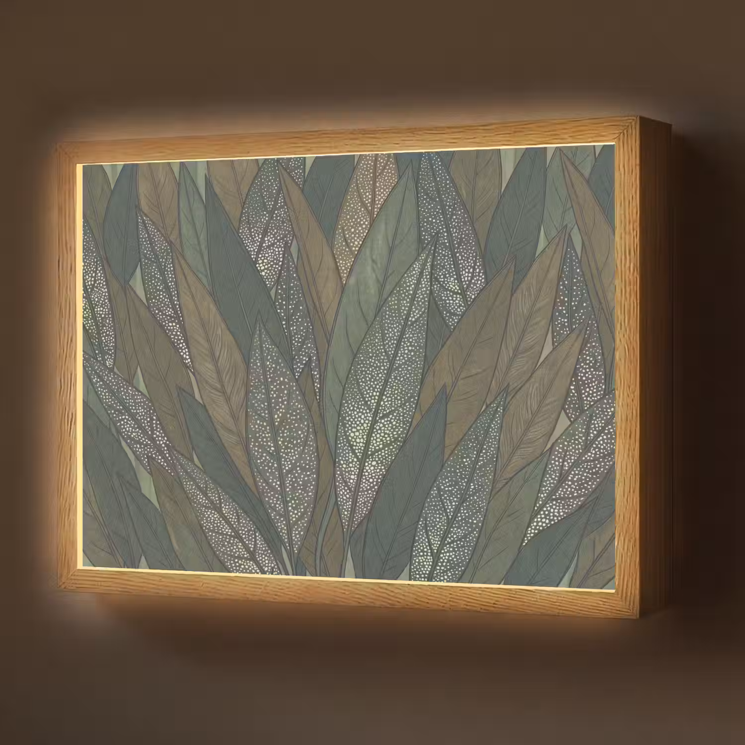 Bladeren - Patroon - Gestippeld - Natuur - Groen Light Box met batterij (Wandlamp) middel -z3d_website