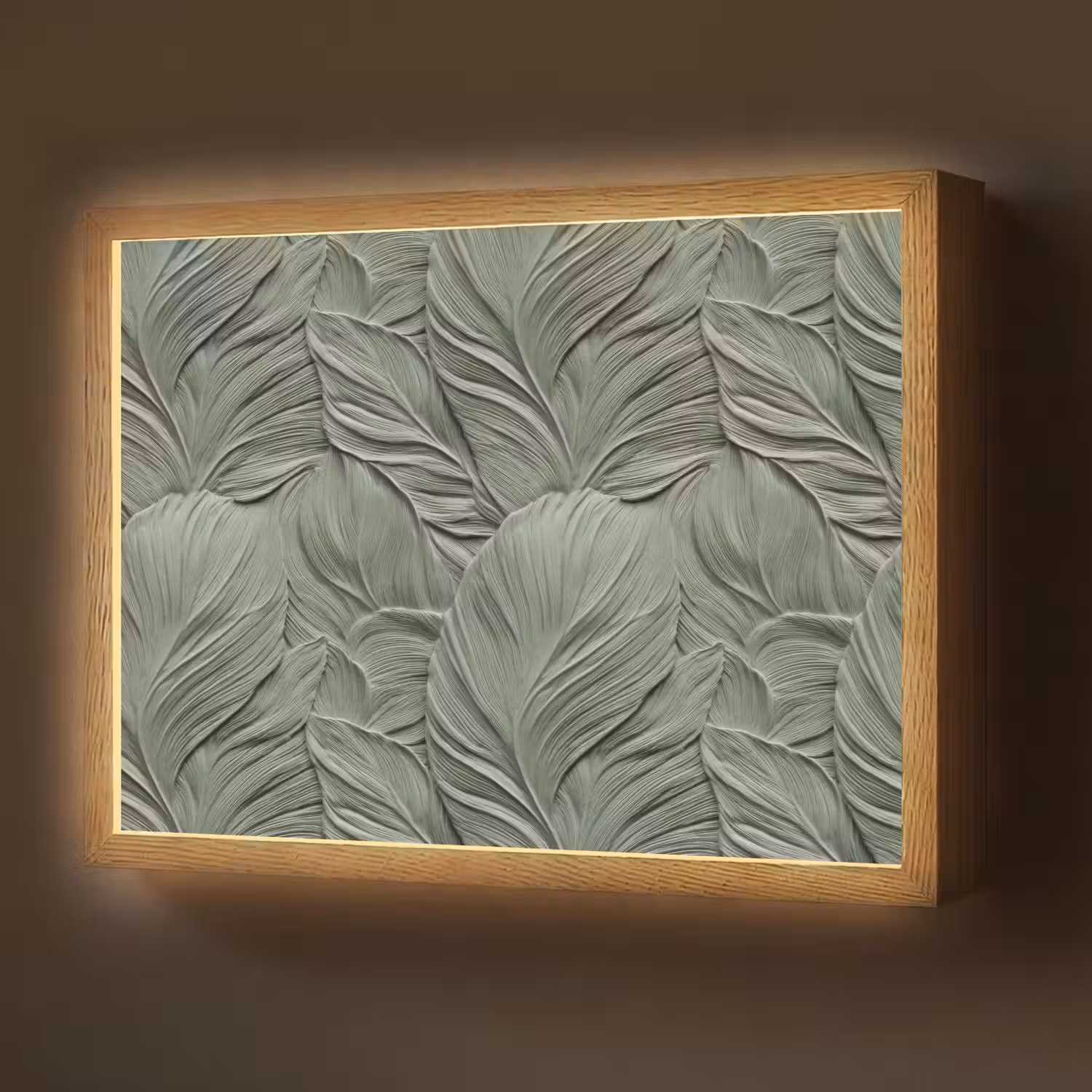Bladeren - Textuur - Groen Light Box met batterij (Wandlamp) middel 907 -z3d_website