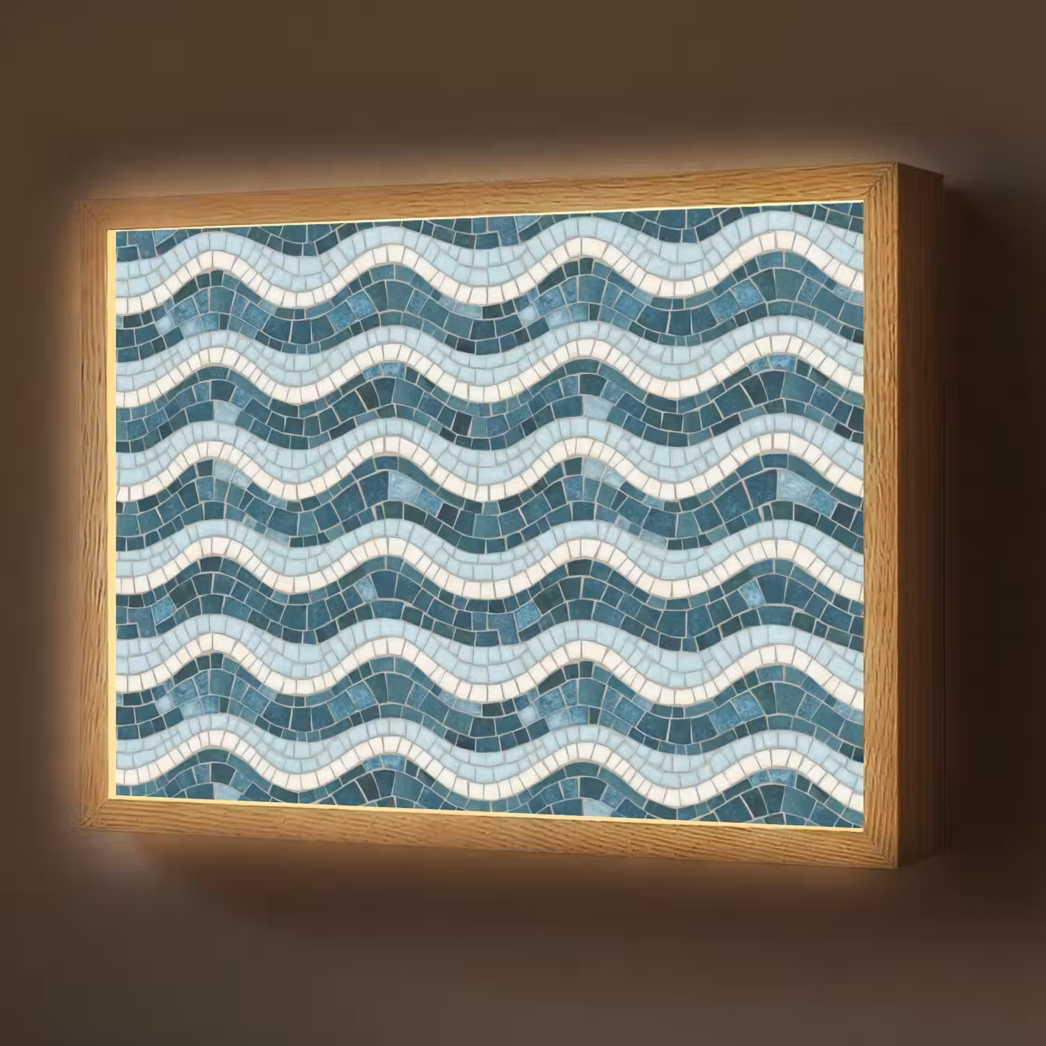 Blauw - Wit - Mozaïek - Golvend Light Box met batterij (Wandlamp) middel 907 -z3d_website