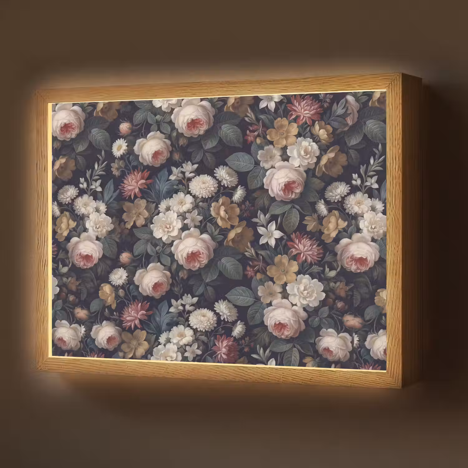 Bloemen - Boeket - Botanisch - Vintage - Donkere achtergrond Light Box met batterij (Wandlamp) middel -z3d_website
