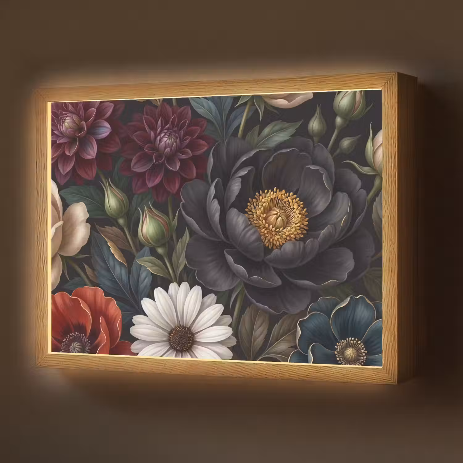 Bloemen - Boeket - Natuur - Klassiek - Weelderig Light Box met batterij (Wandlamp) middel -z3d_website