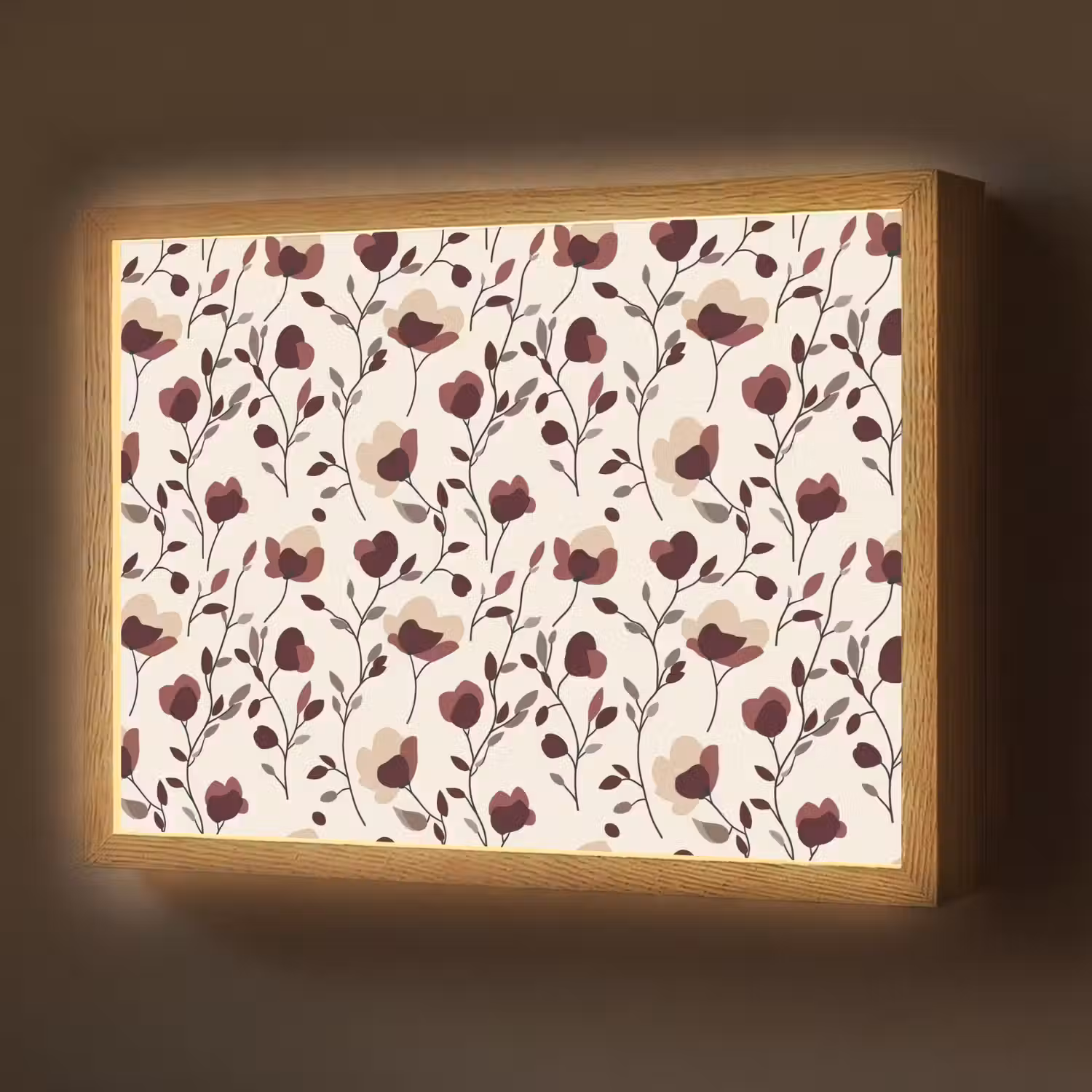 Bloemen - Botanisch - Bordeaux Light Box met batterij (Wandlamp) middel 907 -z3d_website