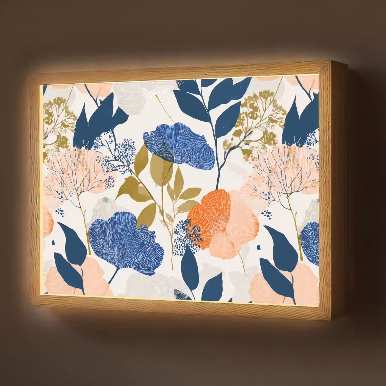 Bloemen - Botanisch - Kleurrijk Light Box met batterij (Wandlamp) middel 907 -z3d_website