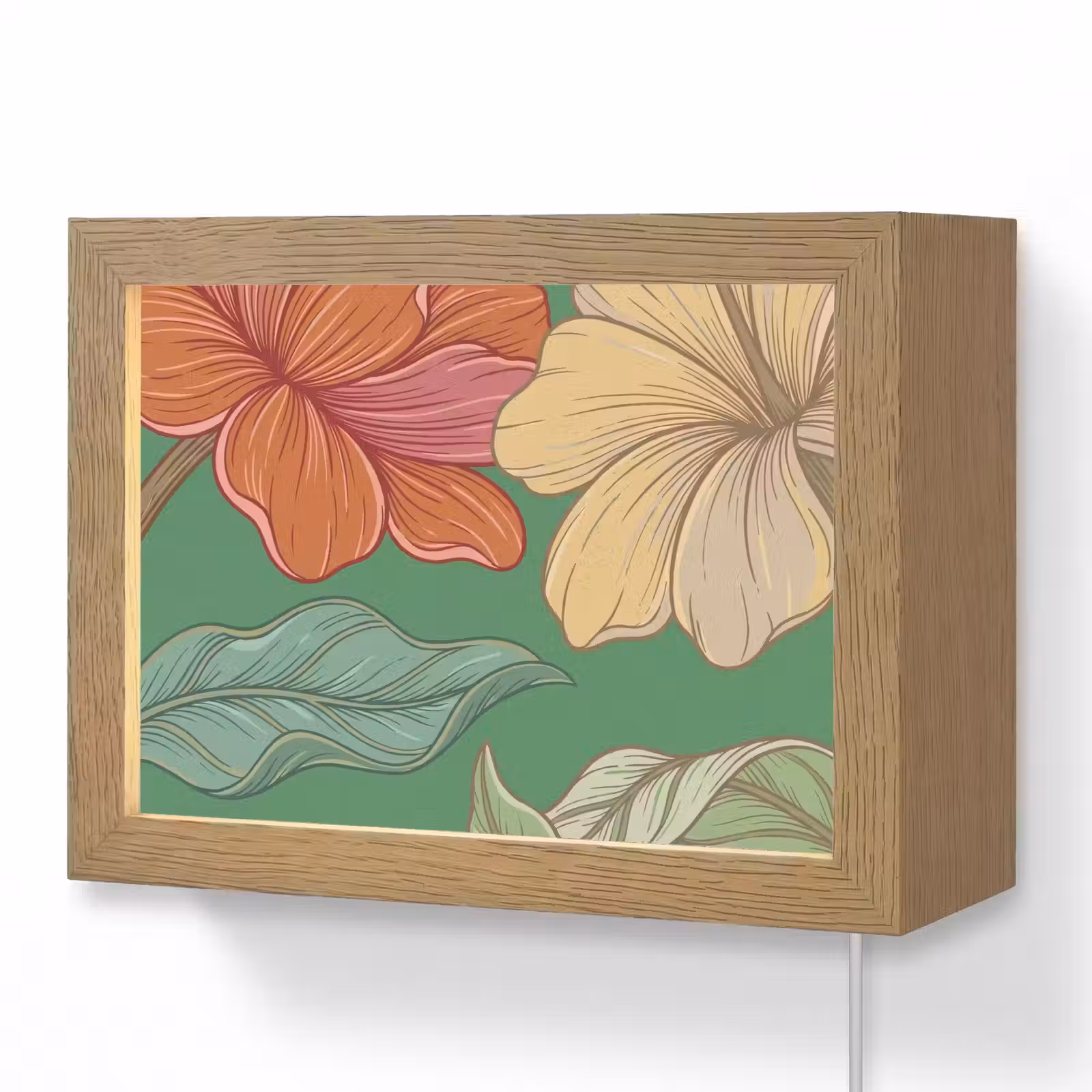 Lightbox - Wandleuchte - Blumen – Grün – Illustration - Bloemen - Groen - Illustratie Light Box met kabel (Wandlamp) klein