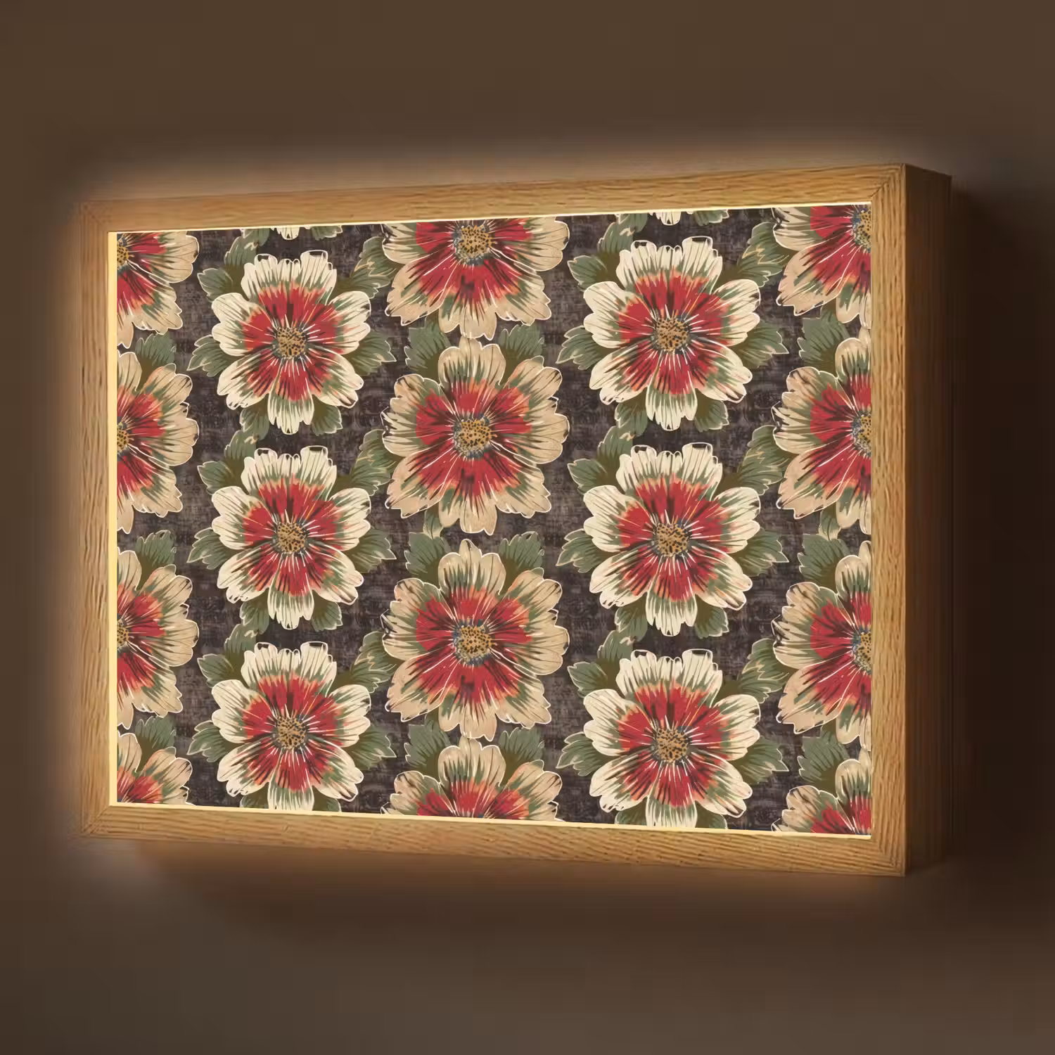 Bloemen - Klassiek - Patroon - Rood Light Box met batterij (Wandlamp) middel 907 -z3d_website
