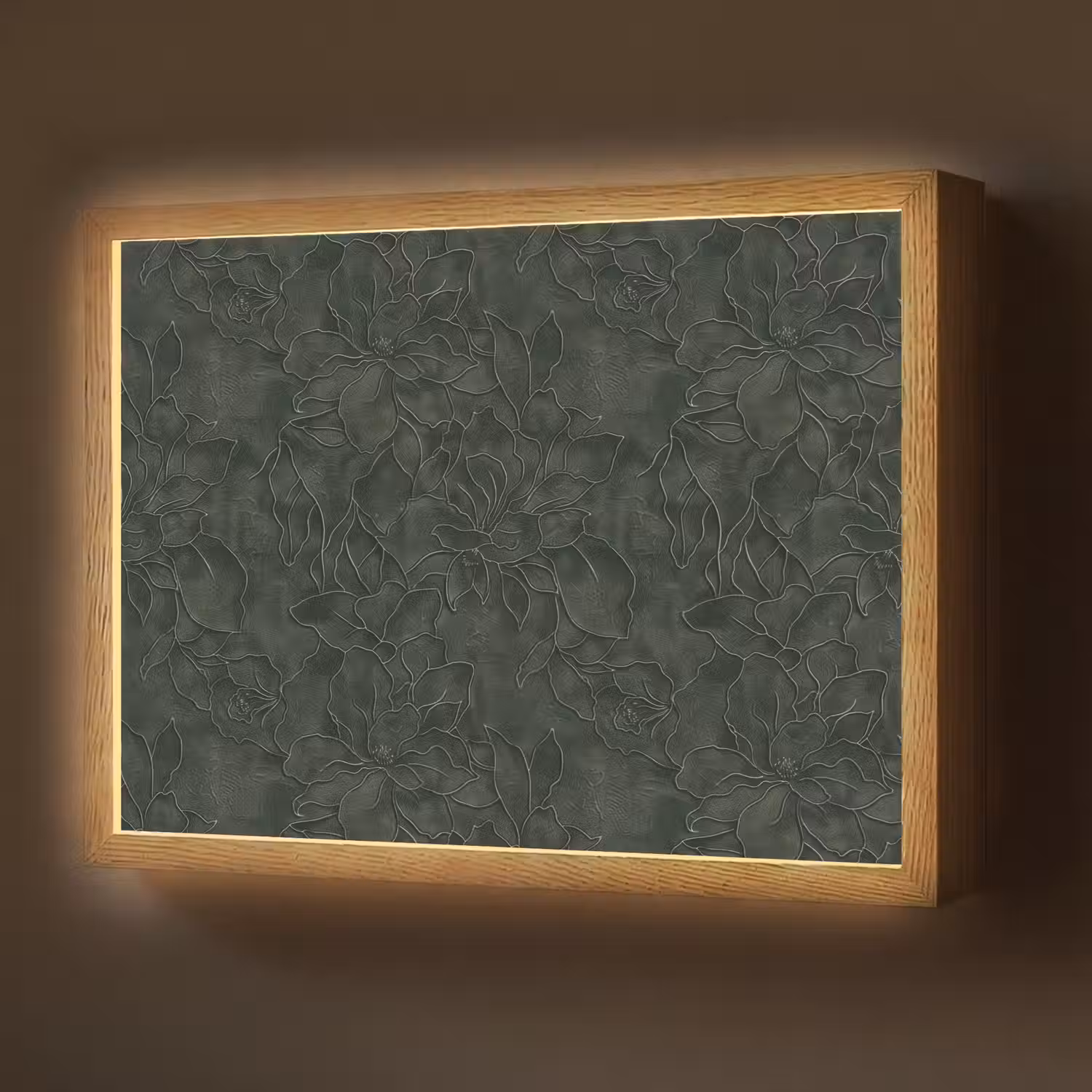 Bloemen - Lijnen - Groen Light Box met batterij (Wandlamp) middel 907 -z3d_website