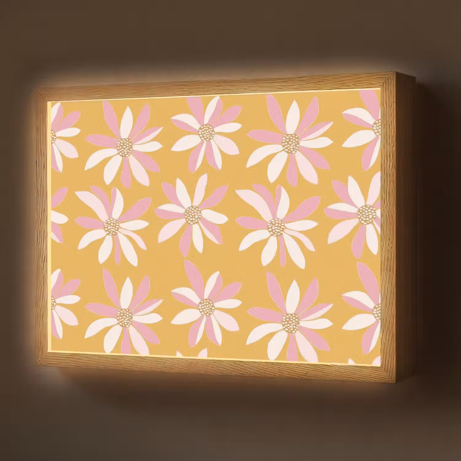 Bloemen - Modern - Geel Light Box met batterij (Wandlamp) middel 907 -z3d_website