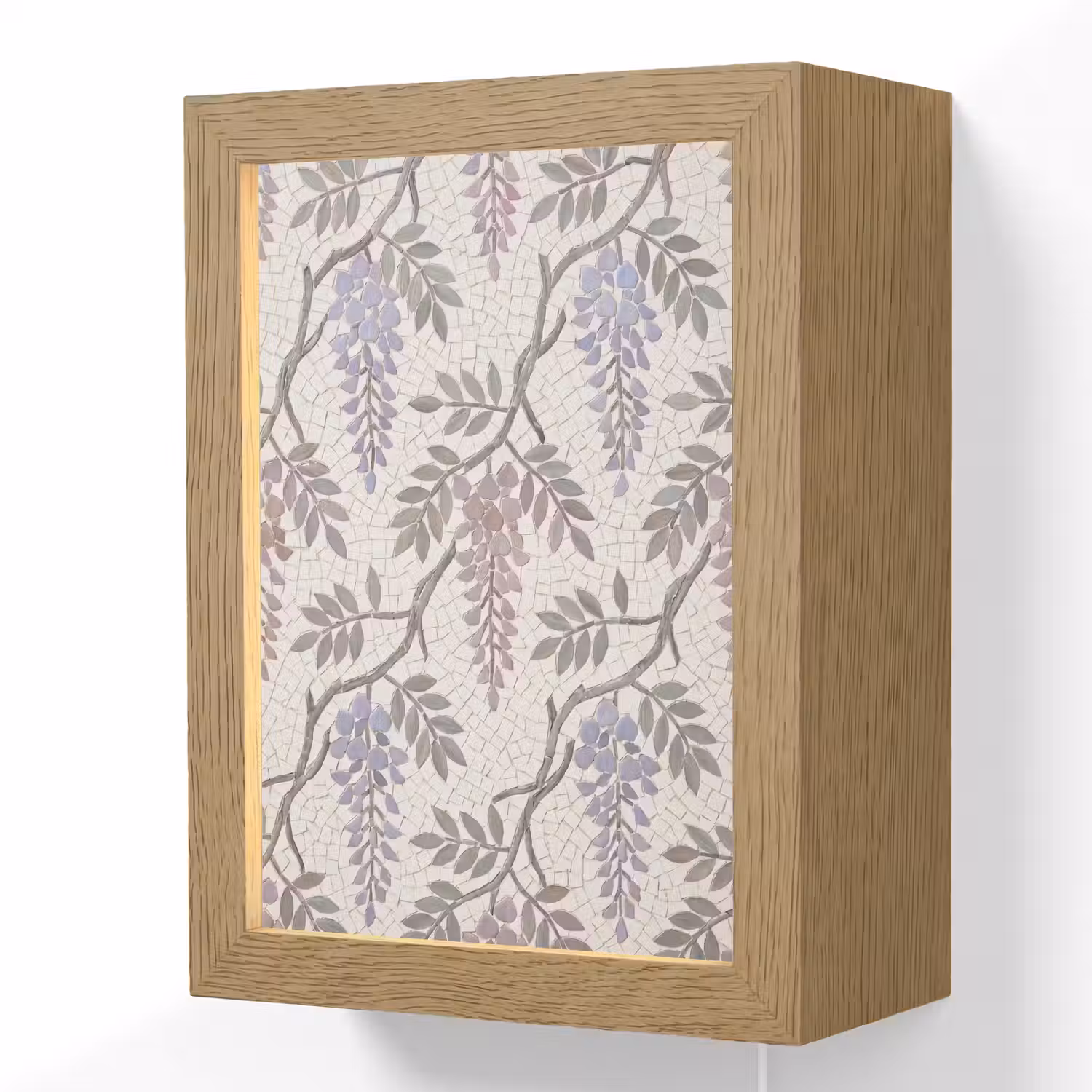 Bloemen - Mozaïek - Natuur - Patroon - Paars Light Box met kabel (Wandlamp) klein -3d