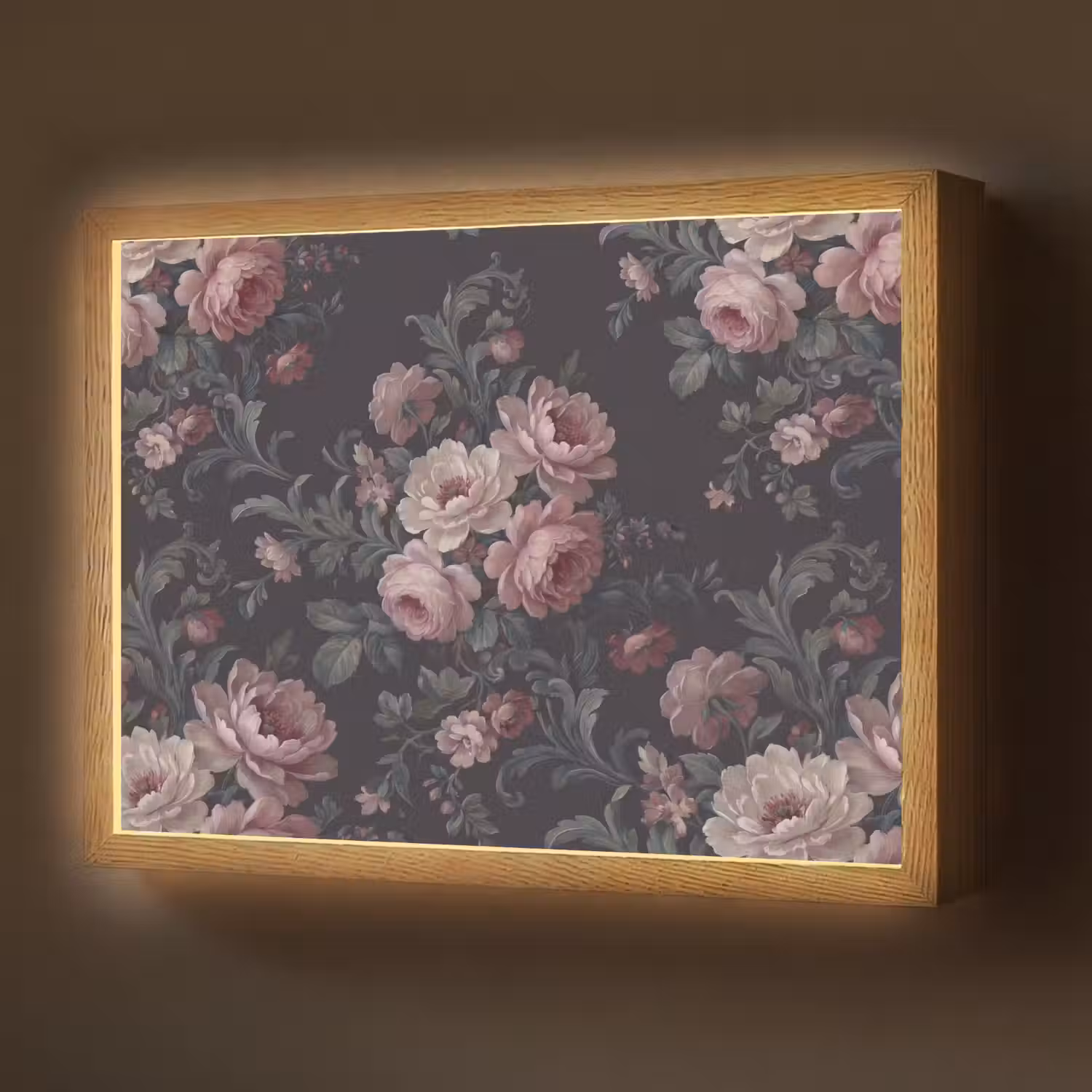 Bloemen - Patroon - Sierlijk - Roze - Donker Light Box met batterij (Wandlamp) middel -z3d_website