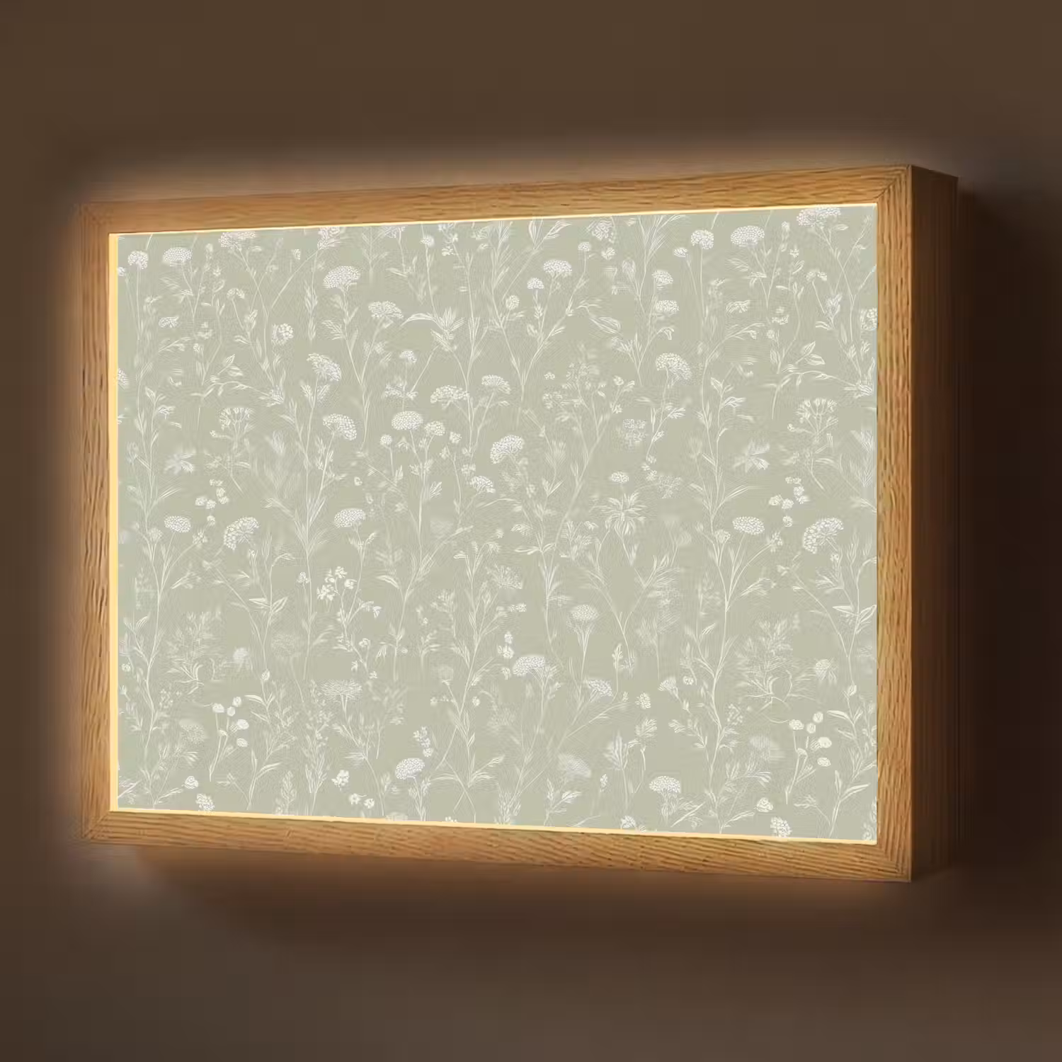 Bloemen - Patroon - Groen Light Box met batterij (Wandlamp) middel 907 -z3d_website