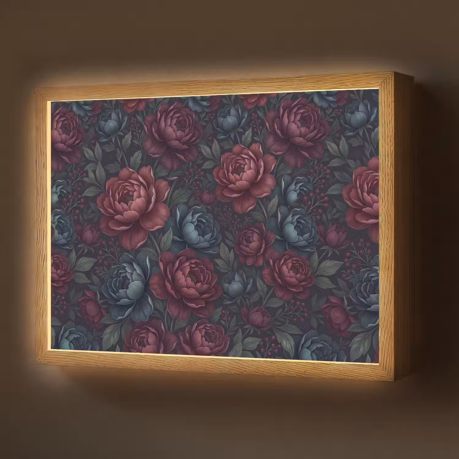 Bloemen - Patroon - Natuur - Klassiek - Donker Light Box met batterij (Wandlamp) middel -z3d_website