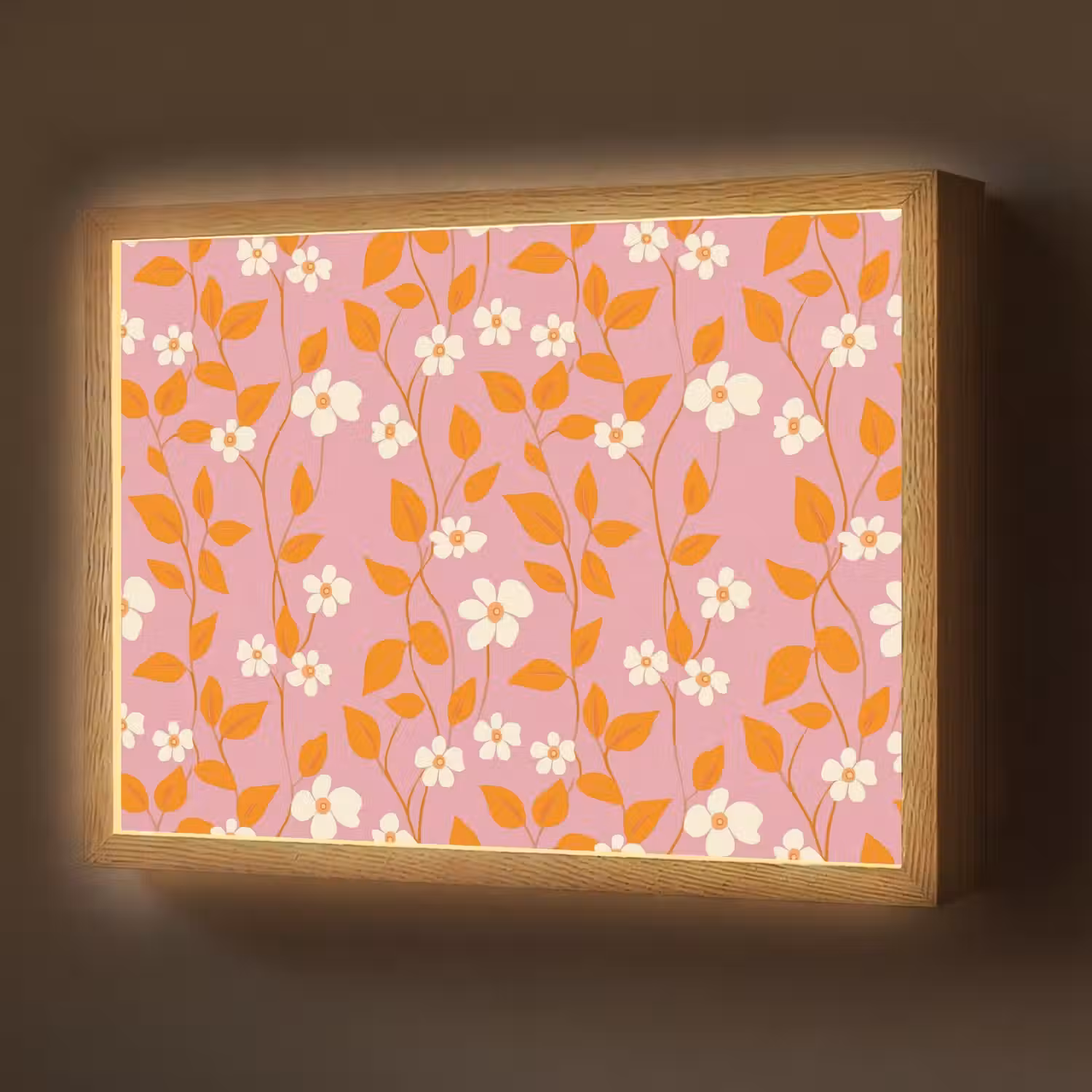Bloemen - Patroon - Oranje Light Box met batterij (Wandlamp) middel 907 -z3d_website
