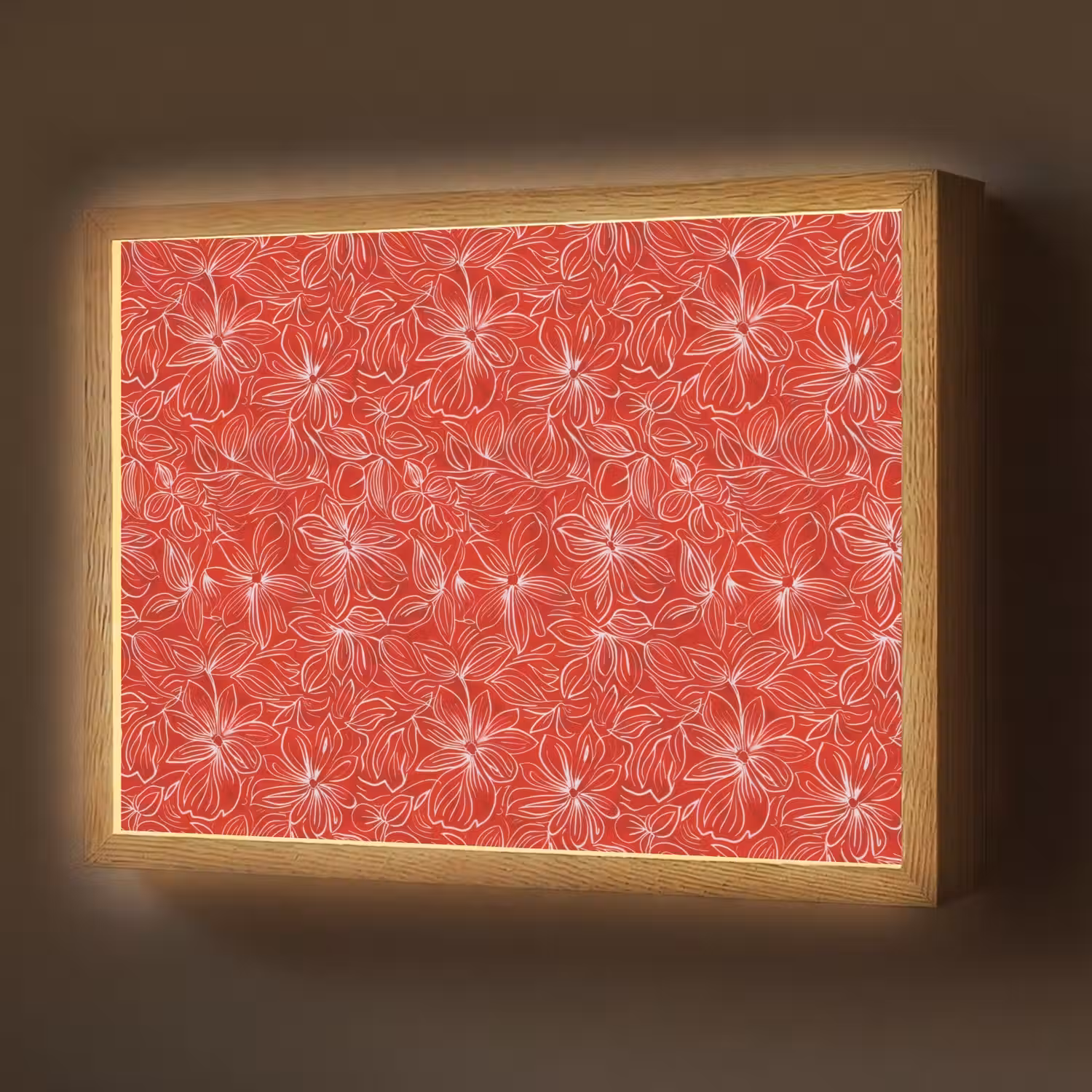 Bloemen - Patroon - Rood Light Box met batterij (Wandlamp) middel 907 -z3d_website