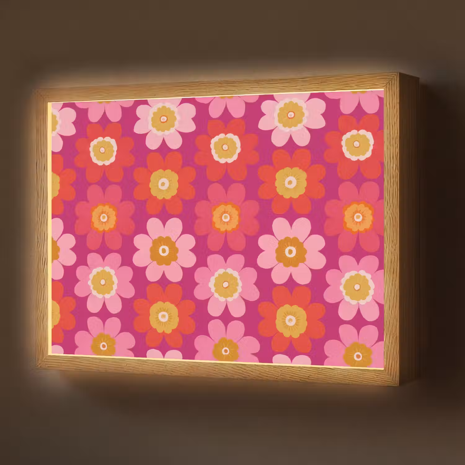 Bloemen - Retro - Kleurrijk Light Box met batterij (Wandlamp) middel 907 -z3d_website
