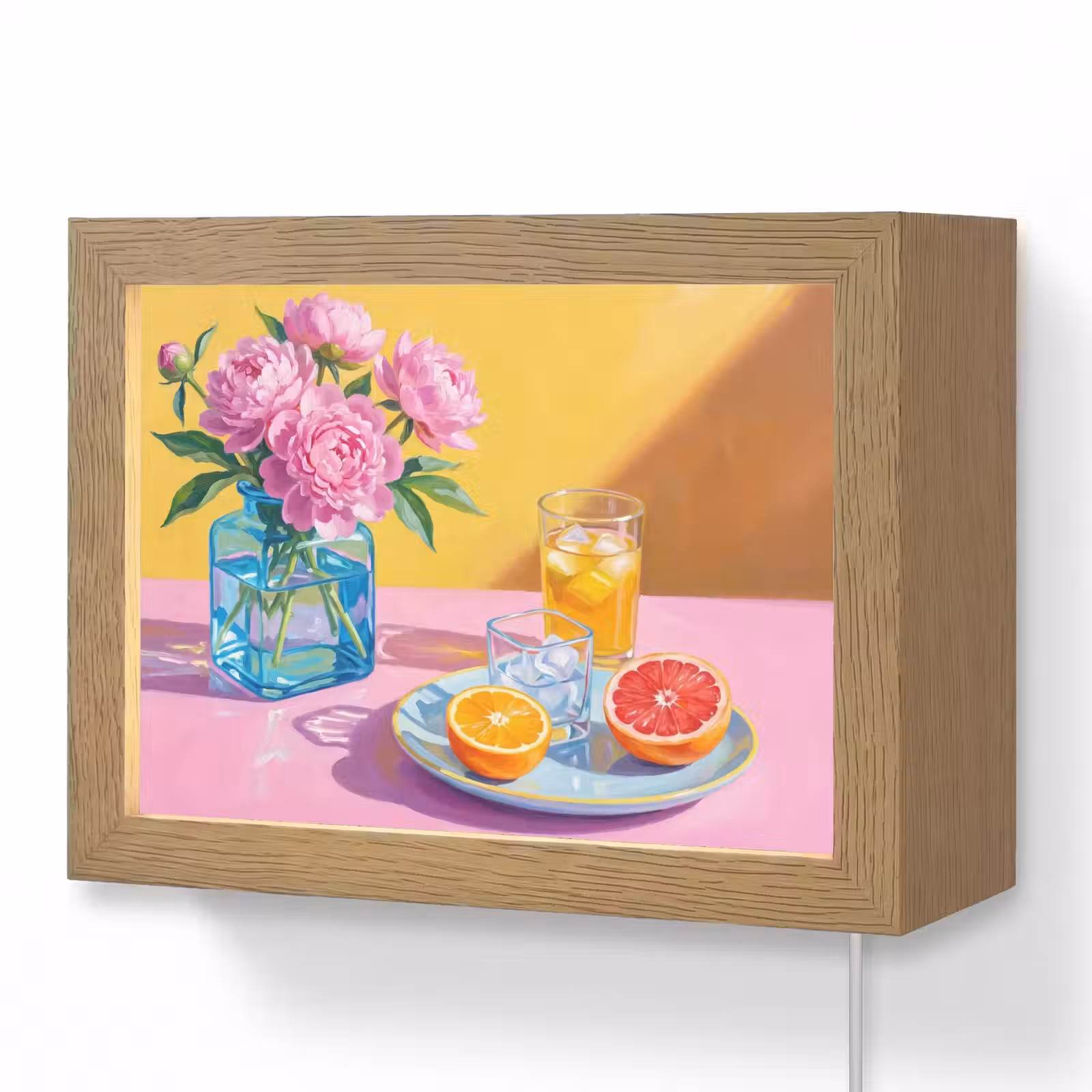 Lightbox - Wandleuchte - Blumen – Rosa – Modern - Bloemen - Roze - Modern Light Box met kabel (Wandlamp) klein