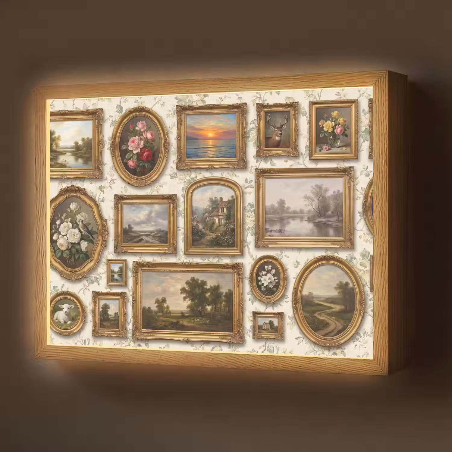 Bloemen - Roze - Stilleven - Klassiek Light Box met batterij (Wandlamp) middel -z3d_website