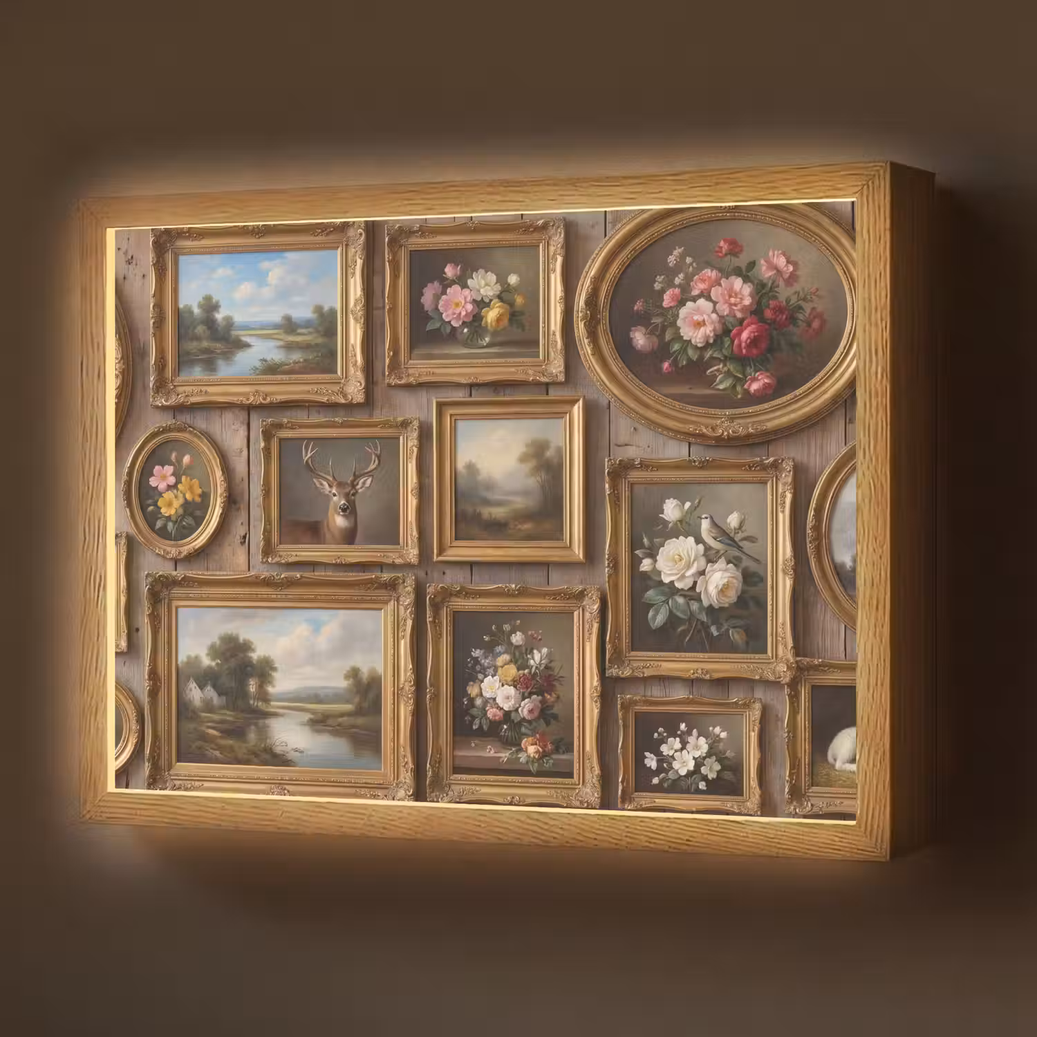 Bloemen - Rozen - Klassiek - Vaas - Kleurrijk Light Box met batterij (Wandlamp) middel -z3d_website