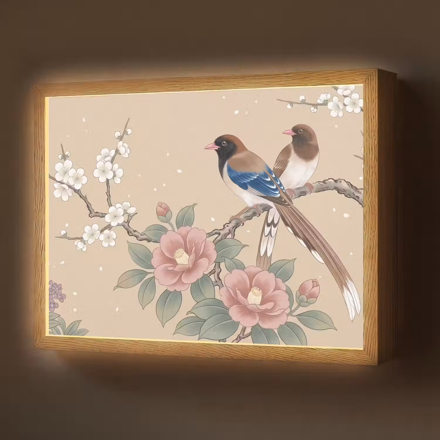 Bloemen - Vogels - Bloemen Light Box met batterij (Wandlamp) middel -z3d_website