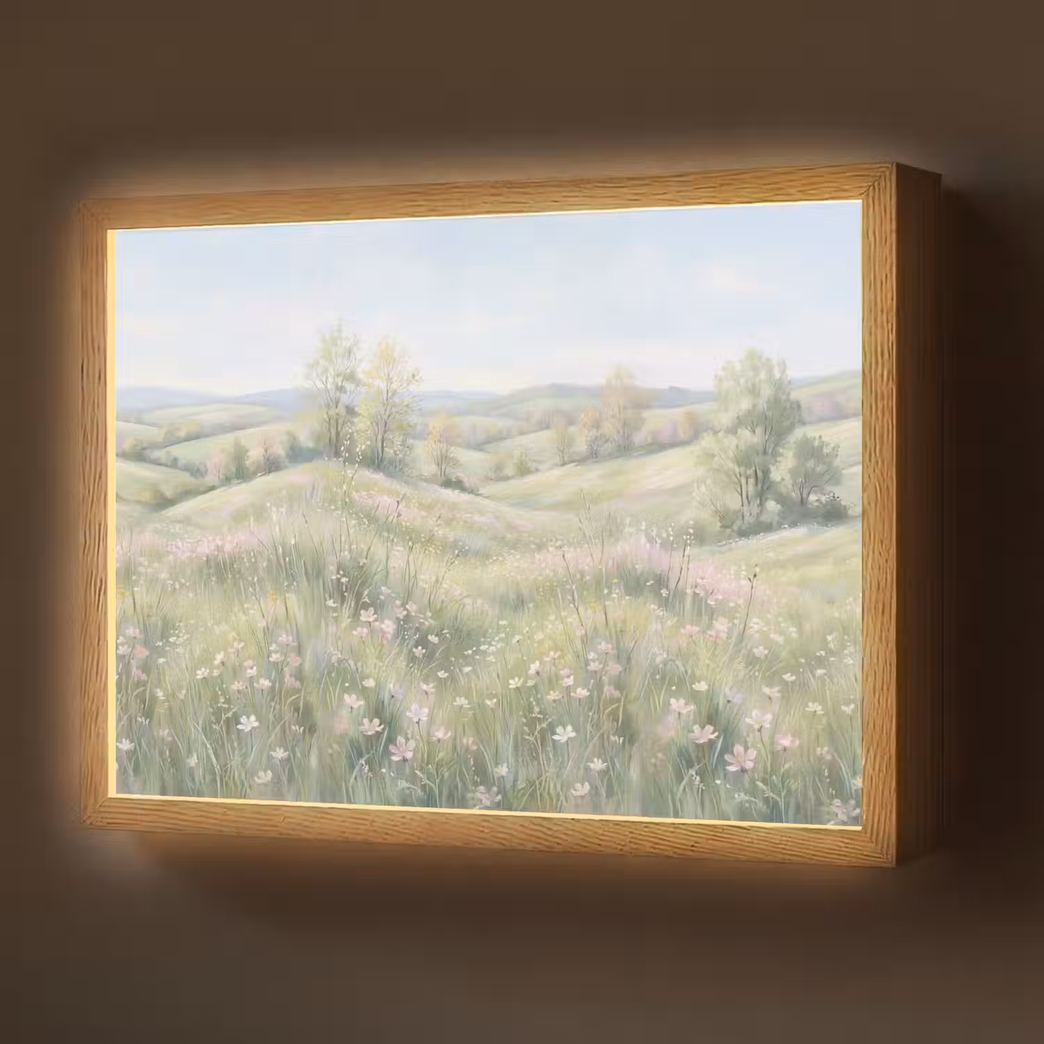 Bloemen veld - Bloemen - Groen Light Box met batterij (Wandlamp) middel -z3d_website