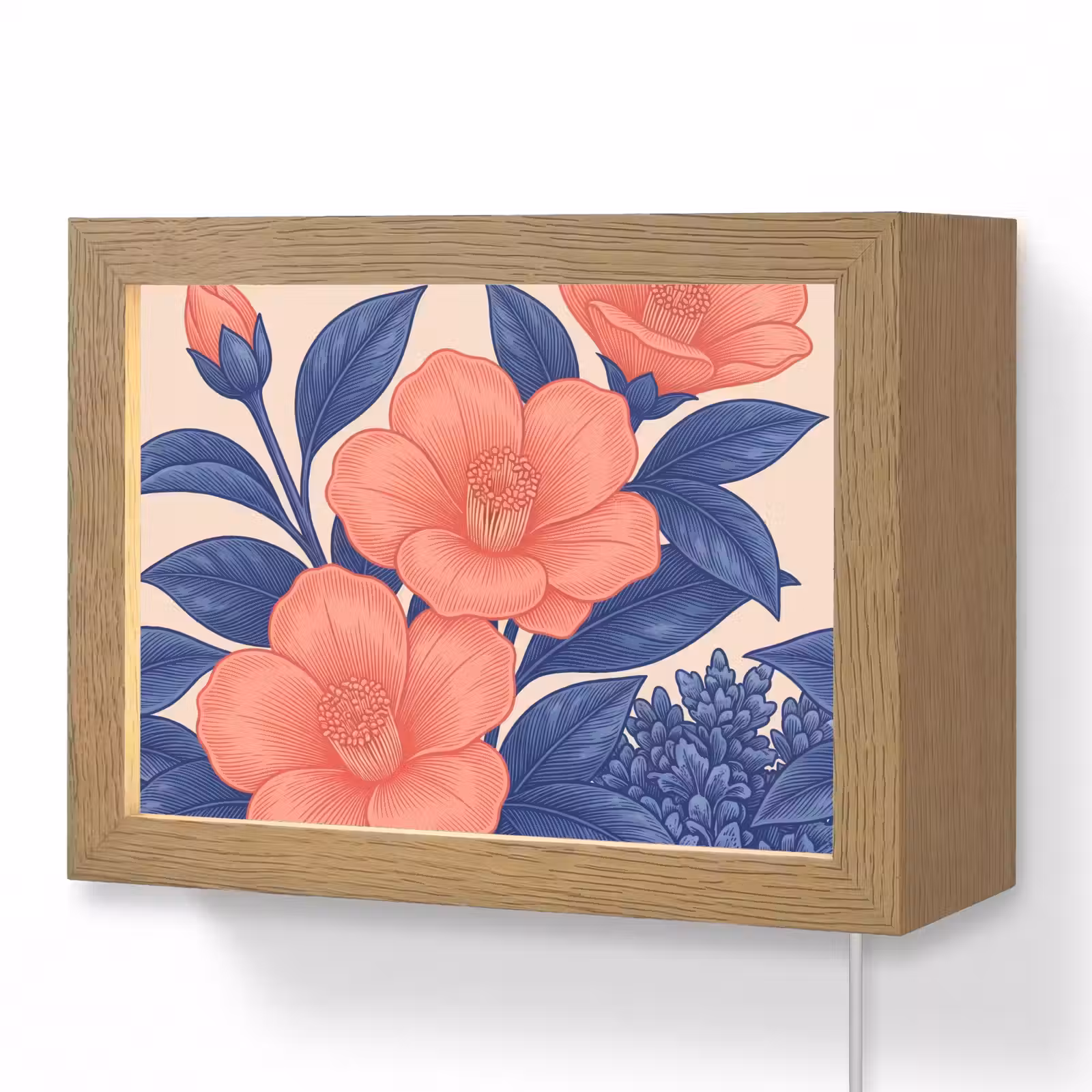 Lightbox - Wandleuchte - Blüten – Blätter – Botanik - Bloemen - Bladeren - Botanisch Light Box met kabel (Wandlamp) klein