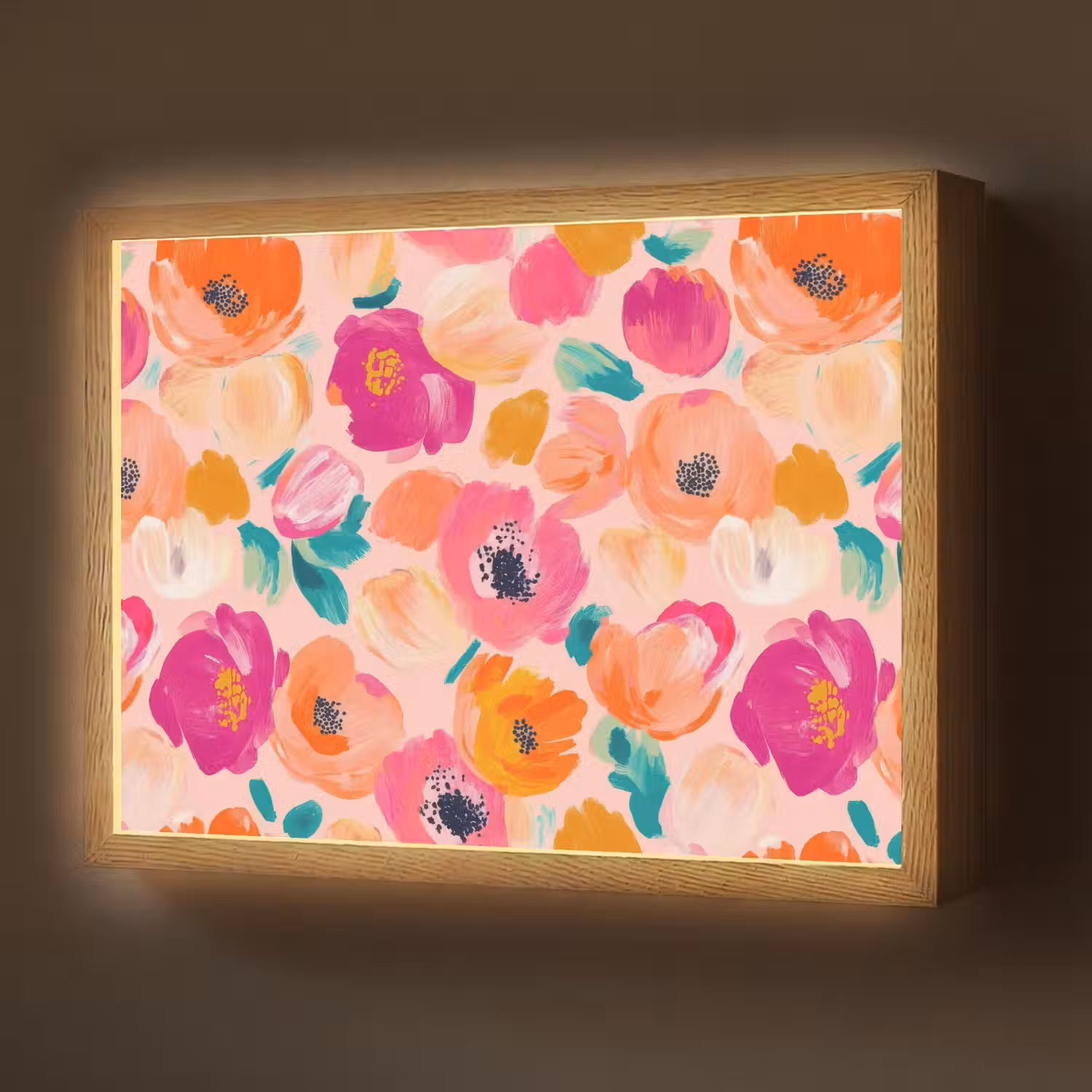 Bloesems - Vrolijk - Kleurrijk Light Box met batterij (Wandlamp) middel 907 -z3d_website