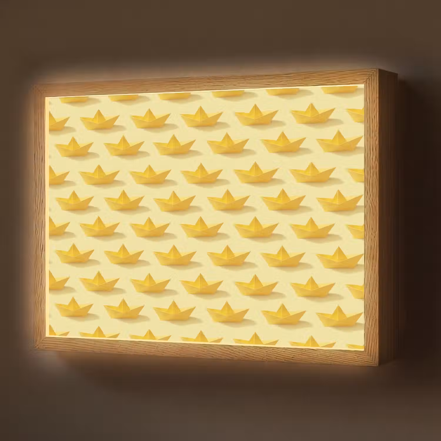 Bootjes - Origami - Creatief - Geel Light Box met batterij (Wandlamp) middel 907 -z3d_website