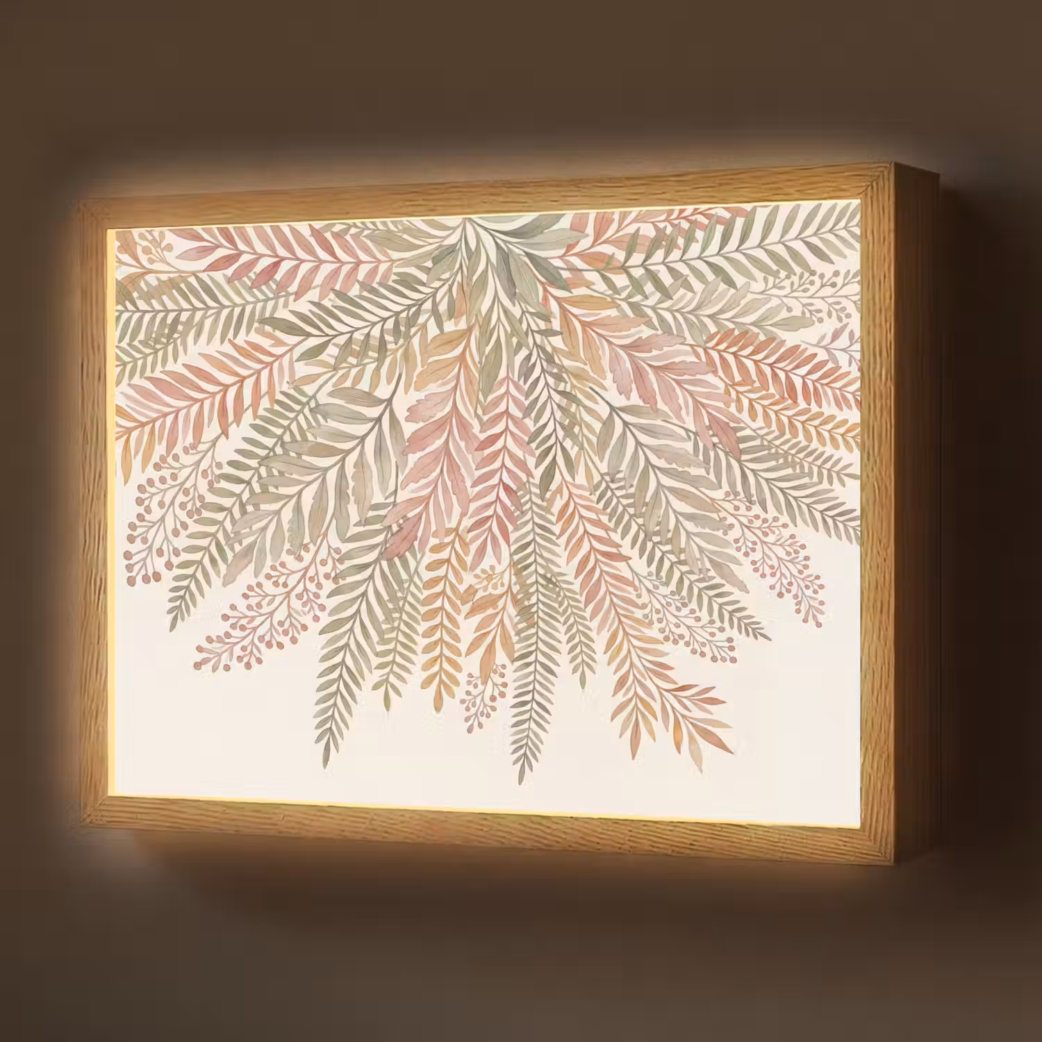 Botanisch - Aquarel - Kleurrijk Light Box met batterij (Wandlamp) middel -z3d_website