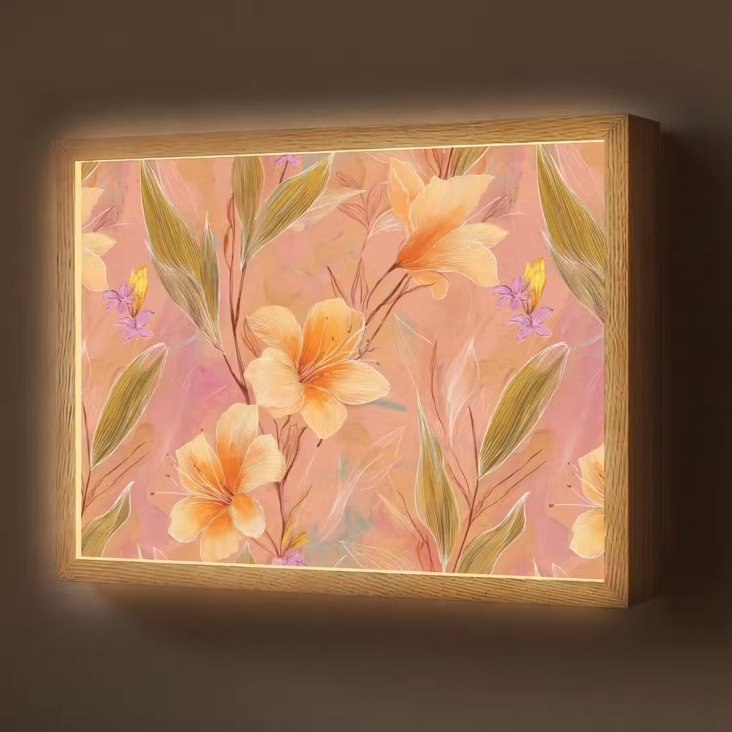 Botanisch - Bloemen - Kleurrijk Light Box met batterij (Wandlamp) middel 907 -z3d_website