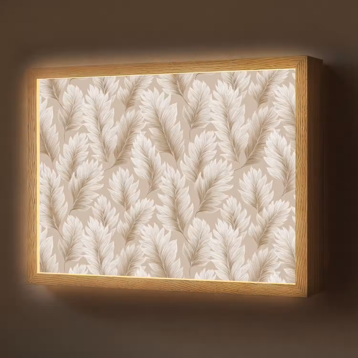 Botanisch - Patroon - Beige Light Box met batterij (Wandlamp) middel 907 -z3d_website
