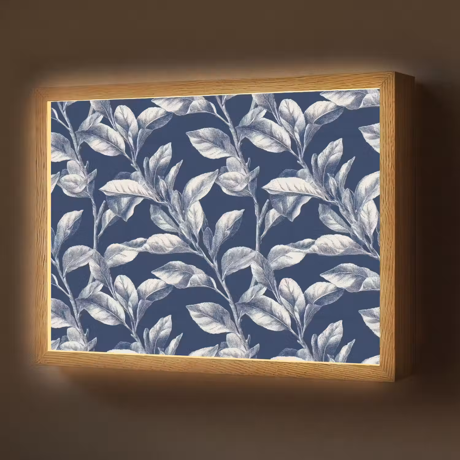 Botanisch - Patroon - Blauw Light Box met batterij (Wandlamp) middel 907 -z3d_website