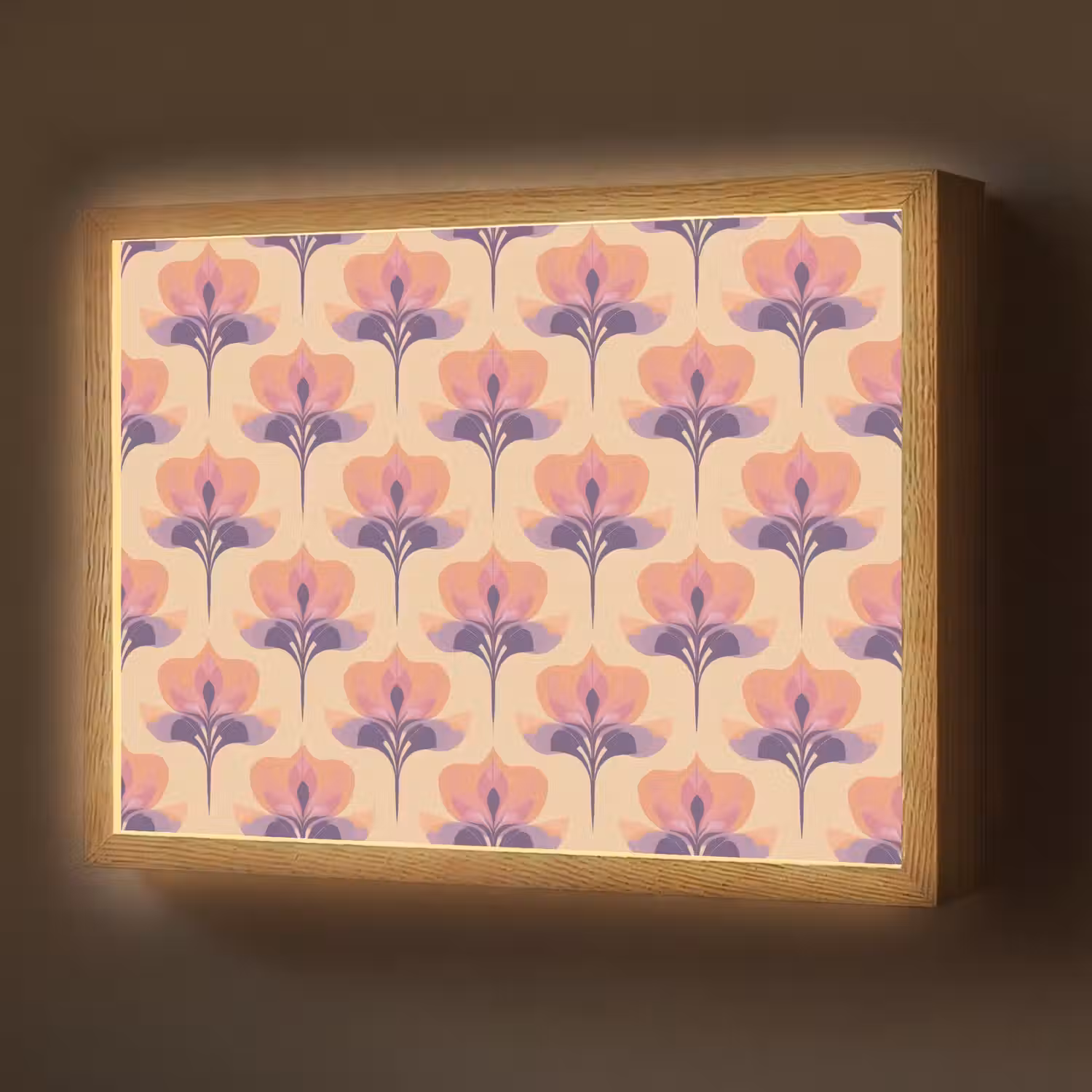 Botanisch - Patroon - Pastel Light Box met batterij (Wandlamp) middel 907 -z3d_website