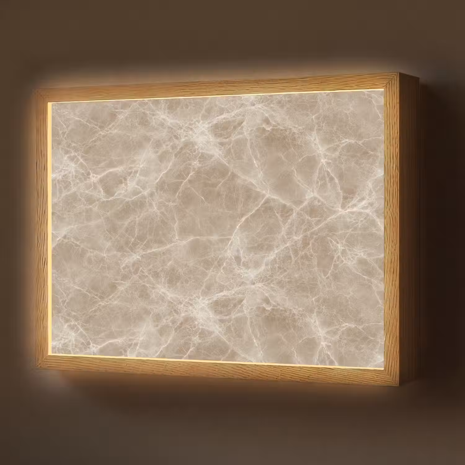 Bruin - Kristaladers - Marmer Light Box met batterij (Wandlamp) middel 907 -z3d_website