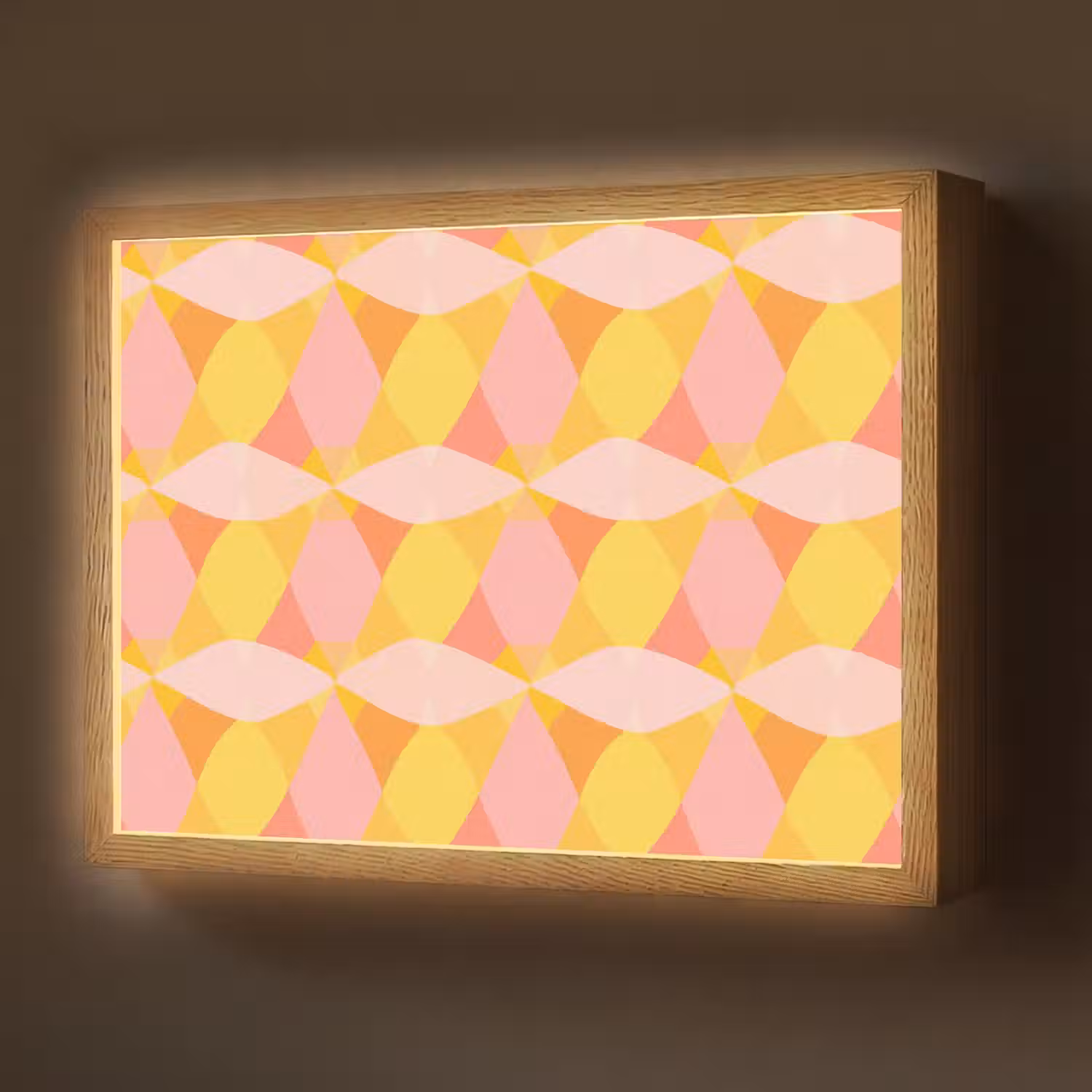 Kleurrijk - Ruitpatroon - Bladvormen Light Box met batterij (Wandlamp) middel 907 -z3d_website
