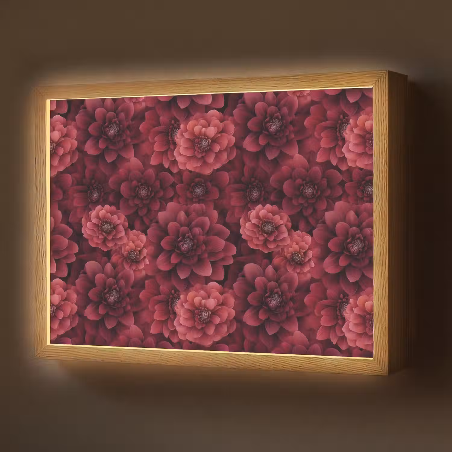 Dahlias - Bloemen - Rood Light Box met batterij (Wandlamp) middel 907 -z3d_website