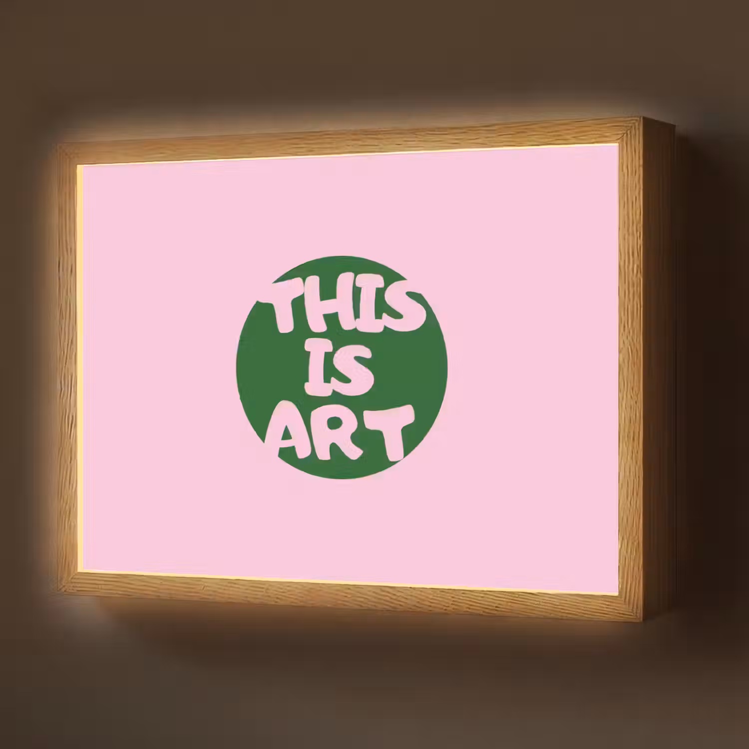 This is art - Tekst - Cirkel - Groen Light Box met batterij (Wandlamp) middel -z3d_website