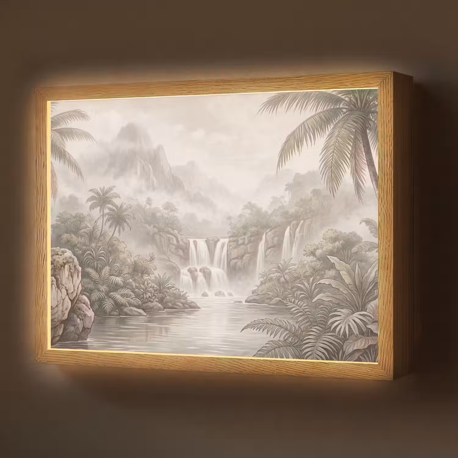 Jungle - Watervallen - Tropisch - Illustratie Light Box met batterij (Wandlamp) middel -z3d_website