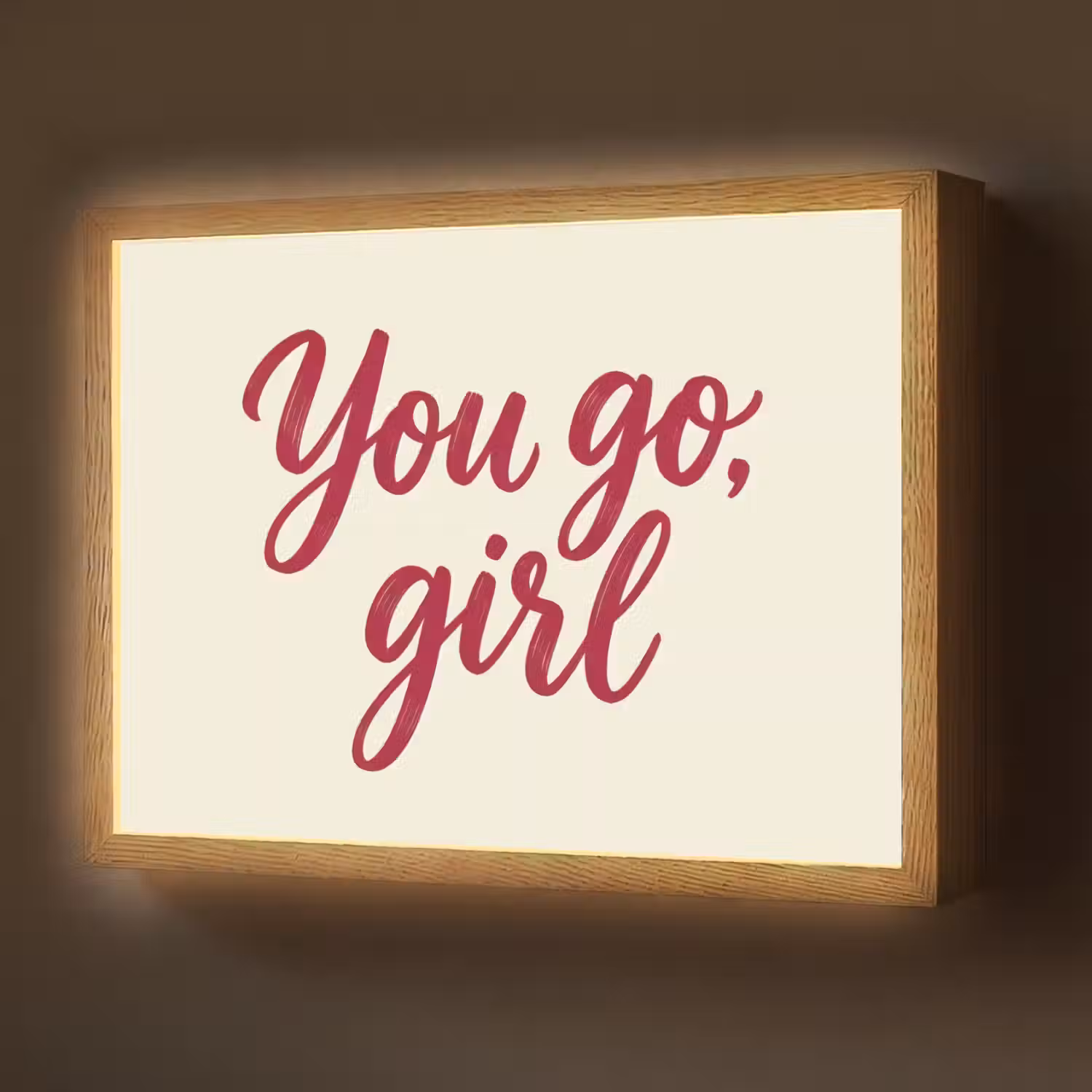 you go girl - Rood - Wit Light Box met batterij (Wandlamp) middel -z3d_website