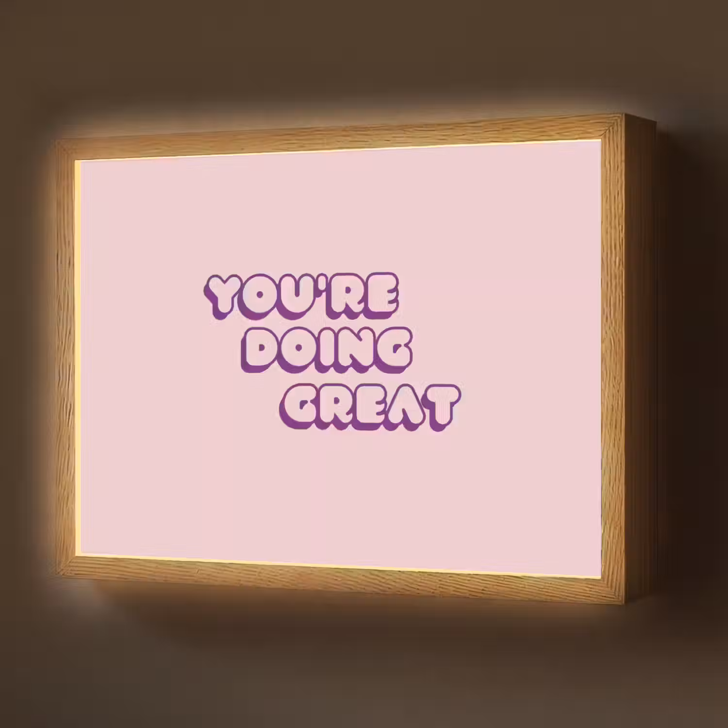 You're doing great - Roze - Bubble letters Light Box met batterij (Wandlamp) middel -z3d_website