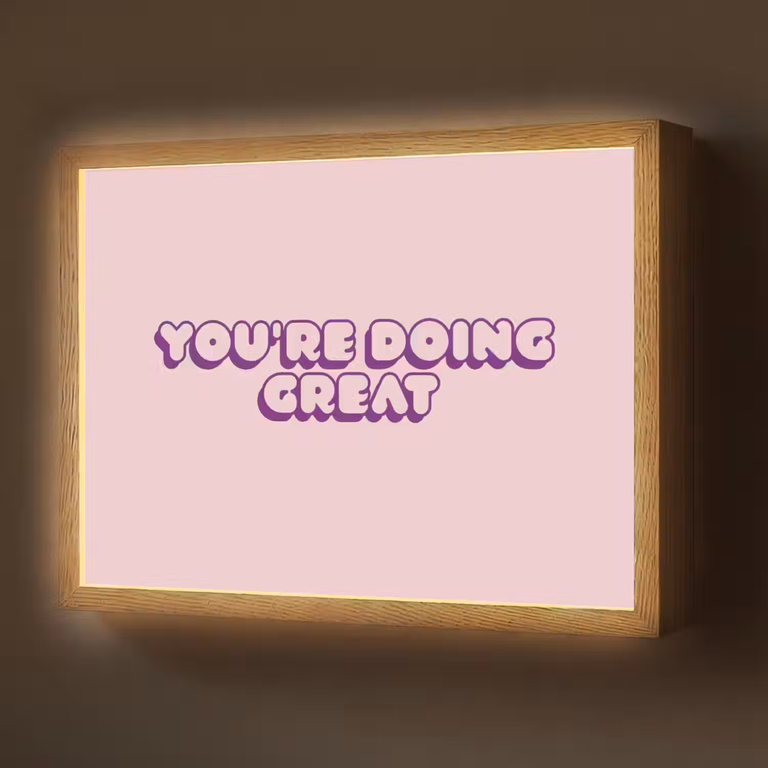 You're doing great - roze - 3D Light Box met batterij (Wandlamp) middel -z3d_website