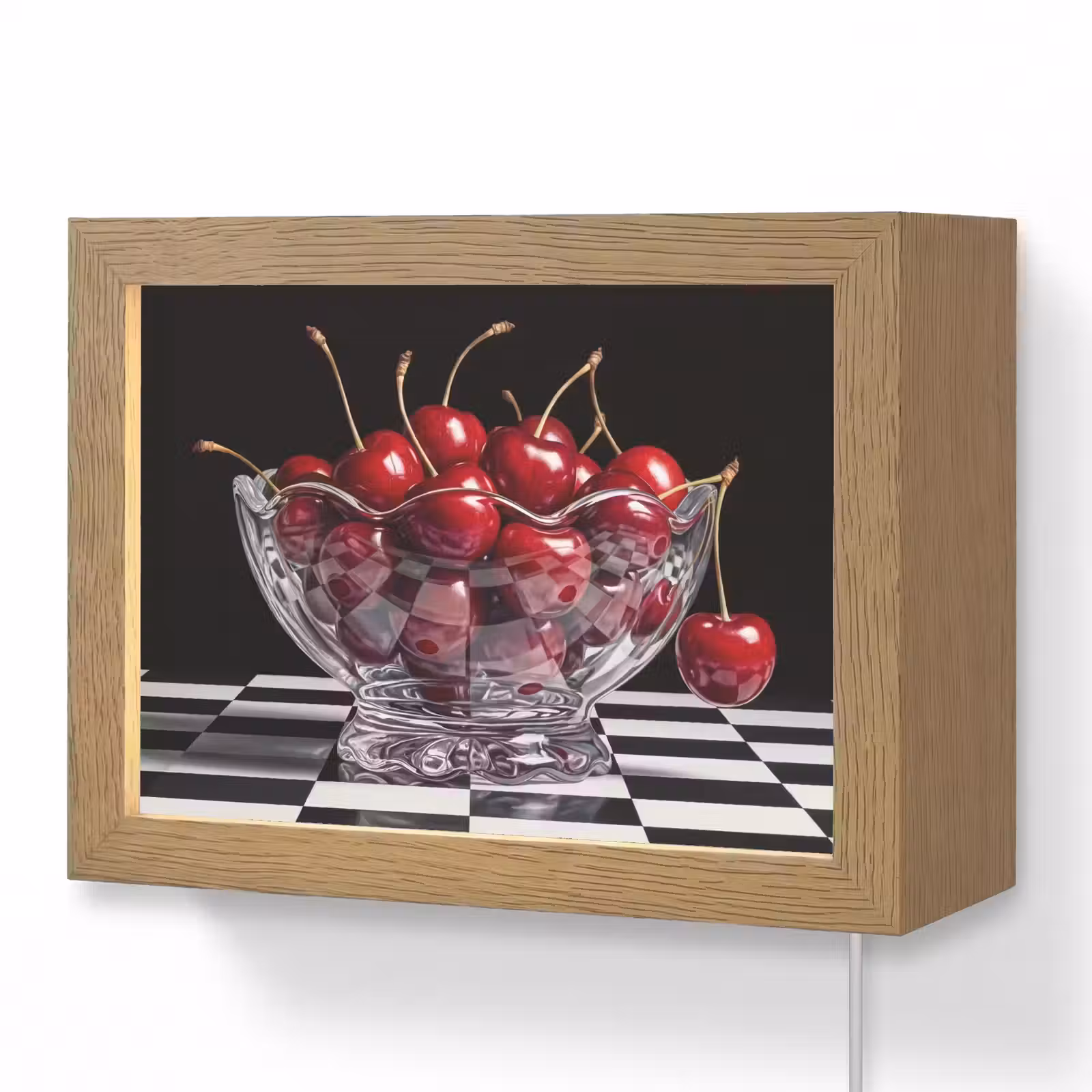 Lightbox - Wandleuchte - Essen – Kirschen – Rot - Eten - Kersen - Rood Light Box met kabel (Wandlamp) klein