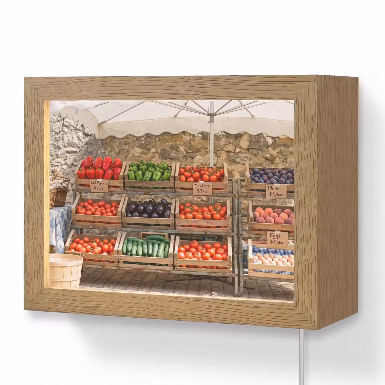 Lightbox - Wandleuchte - Essen – Markt – Frisch - Eten - Markt - Vers Light Box met kabel (Wandlamp) klein