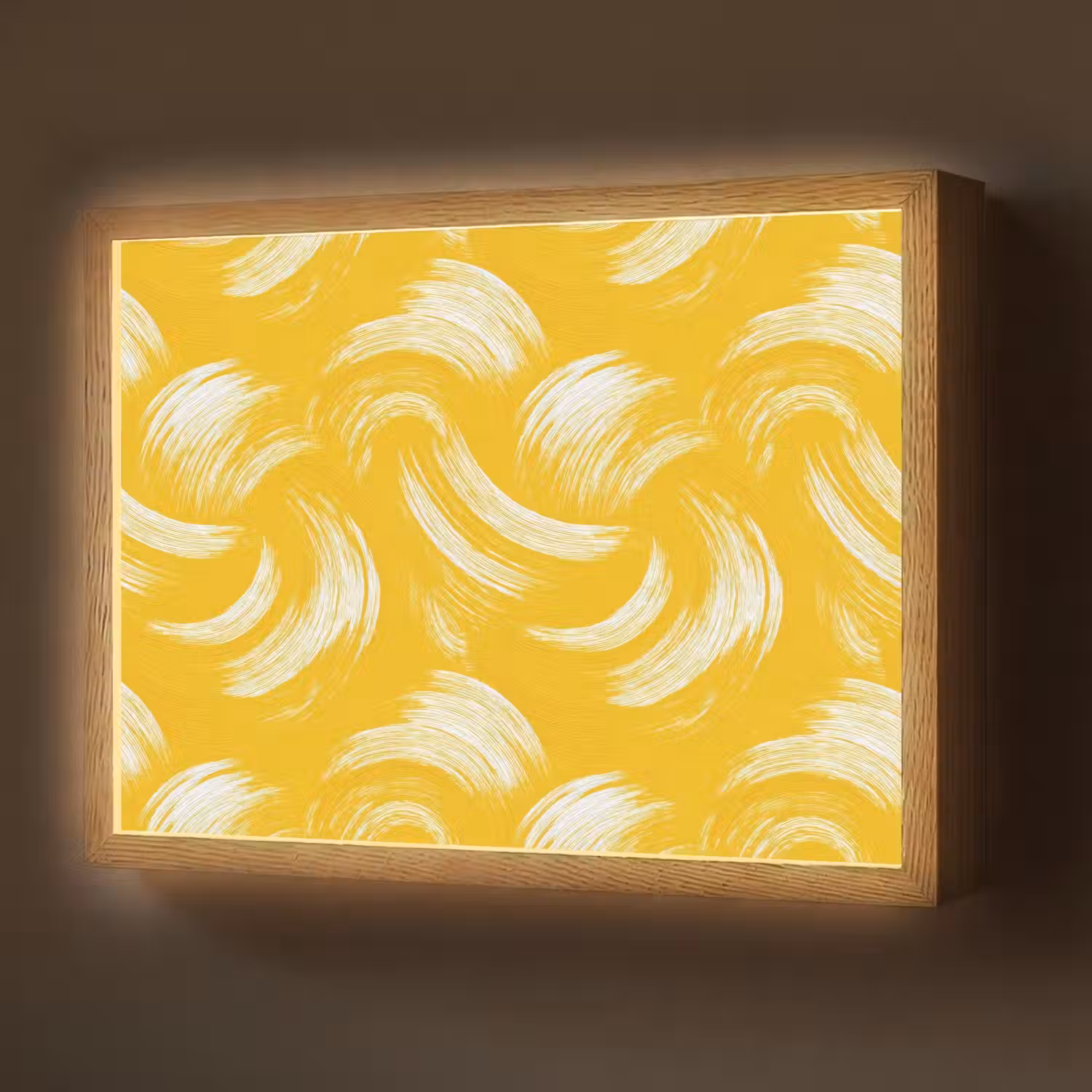 Verfstreken - Abstract - Dynamisch - Geel Light Box met batterij (Wandlamp) middel 907 -z3d_website