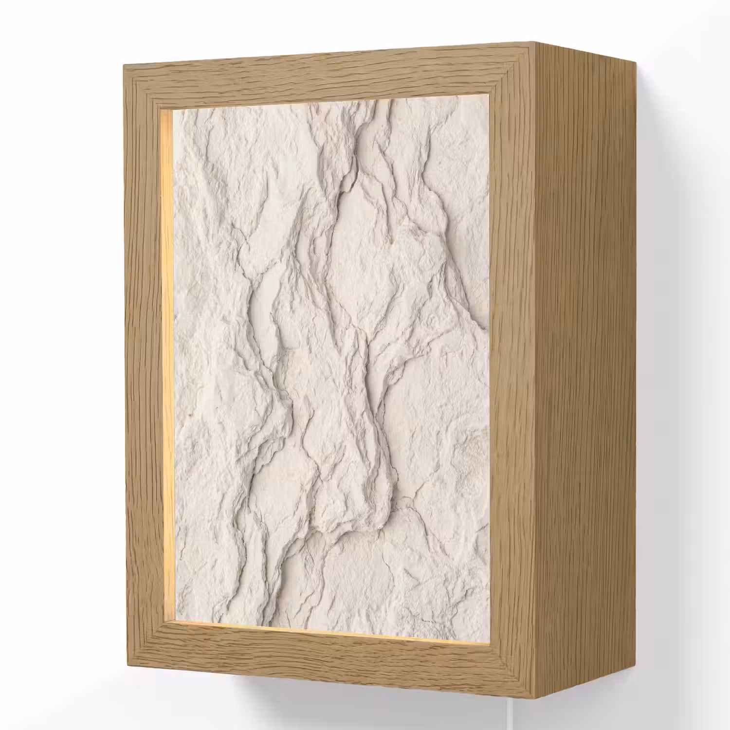Rots - Structuur - Natuur - Beige - Abstract Light Box met kabel (Wandlamp) klein -3d