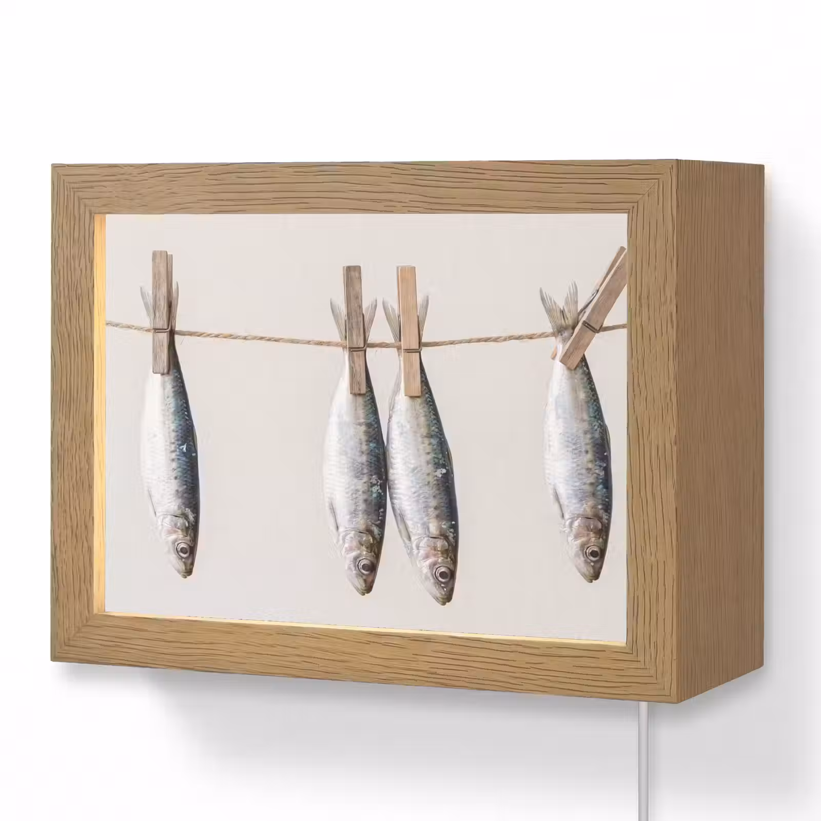 Lightbox - Wandleuchte - Fisch – Hängend – Essen - Vis - Hangend - Eten Light Box met kabel (Wandlamp) klein