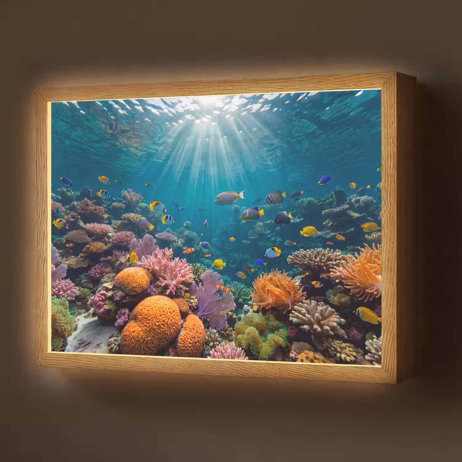 Vis - Koraal - Oceaan - Natuur - Kleurrijk Light Box met batterij (Wandlamp) middel -z3d_website
