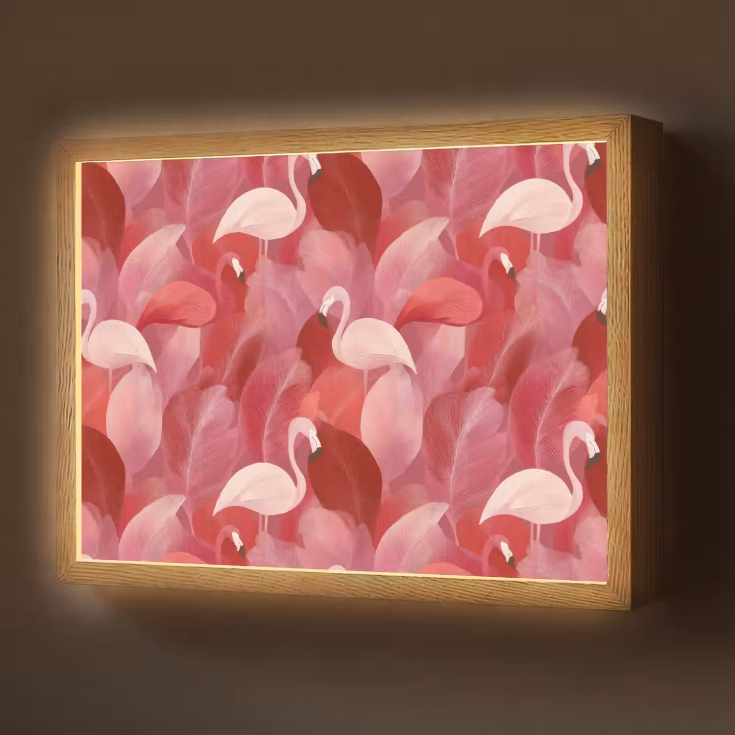 Flamingo - Botanisch - Elegant - Roze - Rood Light Box met batterij (Wandlamp) middel 907 -z3d_website
