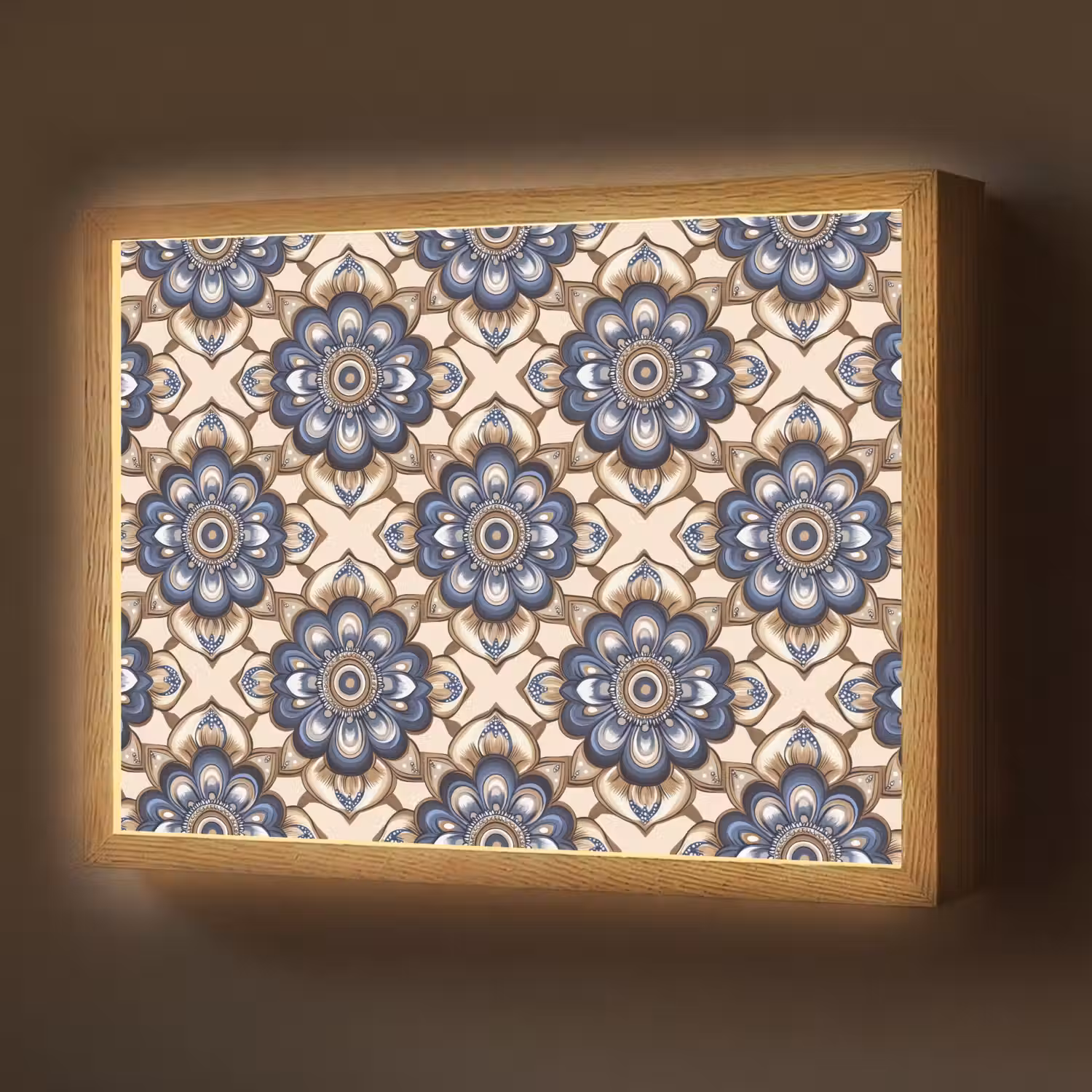 Floraal - Ornament - Blauw Light Box met batterij (Wandlamp) middel 907 -z3d_website