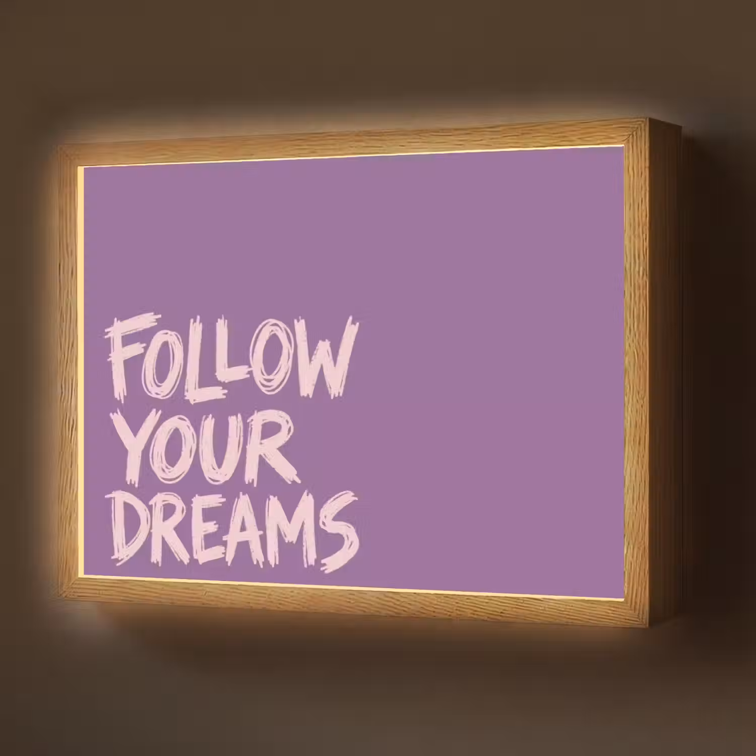 Follow your dreams - Paars - Penseeltextuur Light Box met batterij (Wandlamp) middel -z3d_website