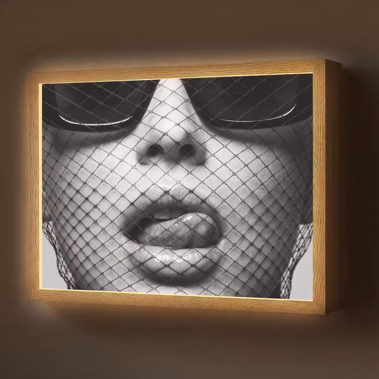 Vrouw - Net - Mysterieus - Zwart - Wit Light Box met batterij (Wandlamp) middel -z3d_website