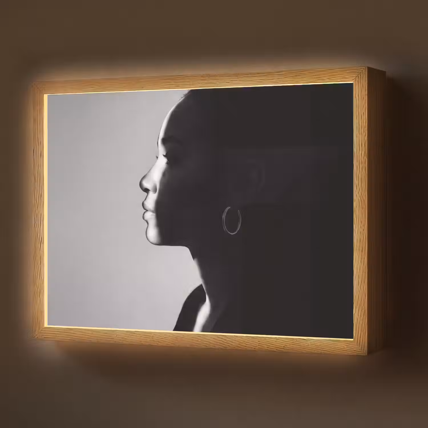 Vrouw - Profiel - Mensen - Zwart-wit Light Box met batterij (Wandlamp) middel -z3d_website